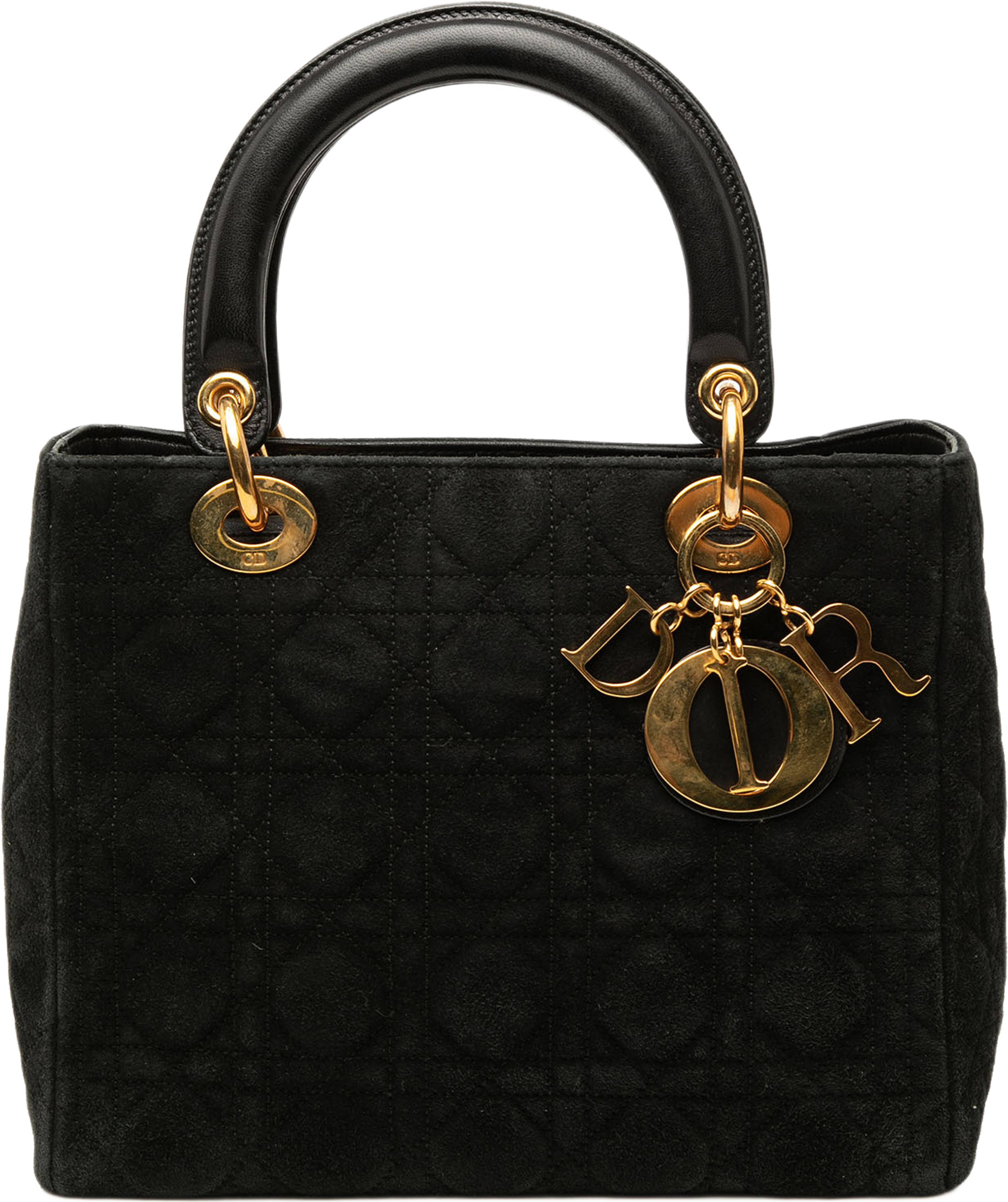Dior Medium Suede Cannage Lady Dior, från Luxclusif, i färgen svart. Klicka för att öppna bilden i stort format