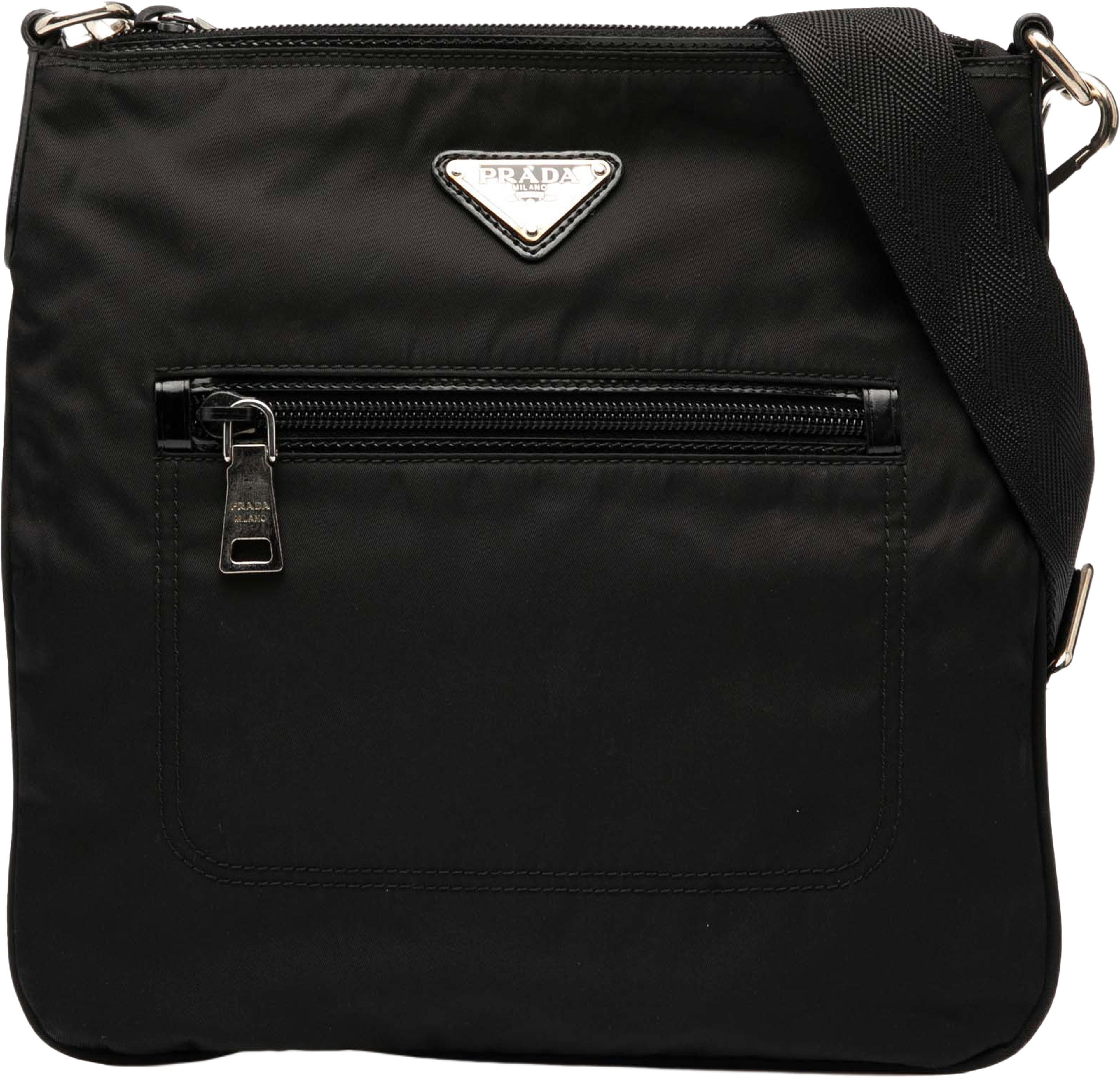 Prada Tessuto Zip Top Crossbody, från Luxclusif, i färgen black. Klicka för att öppna bilden i stort format