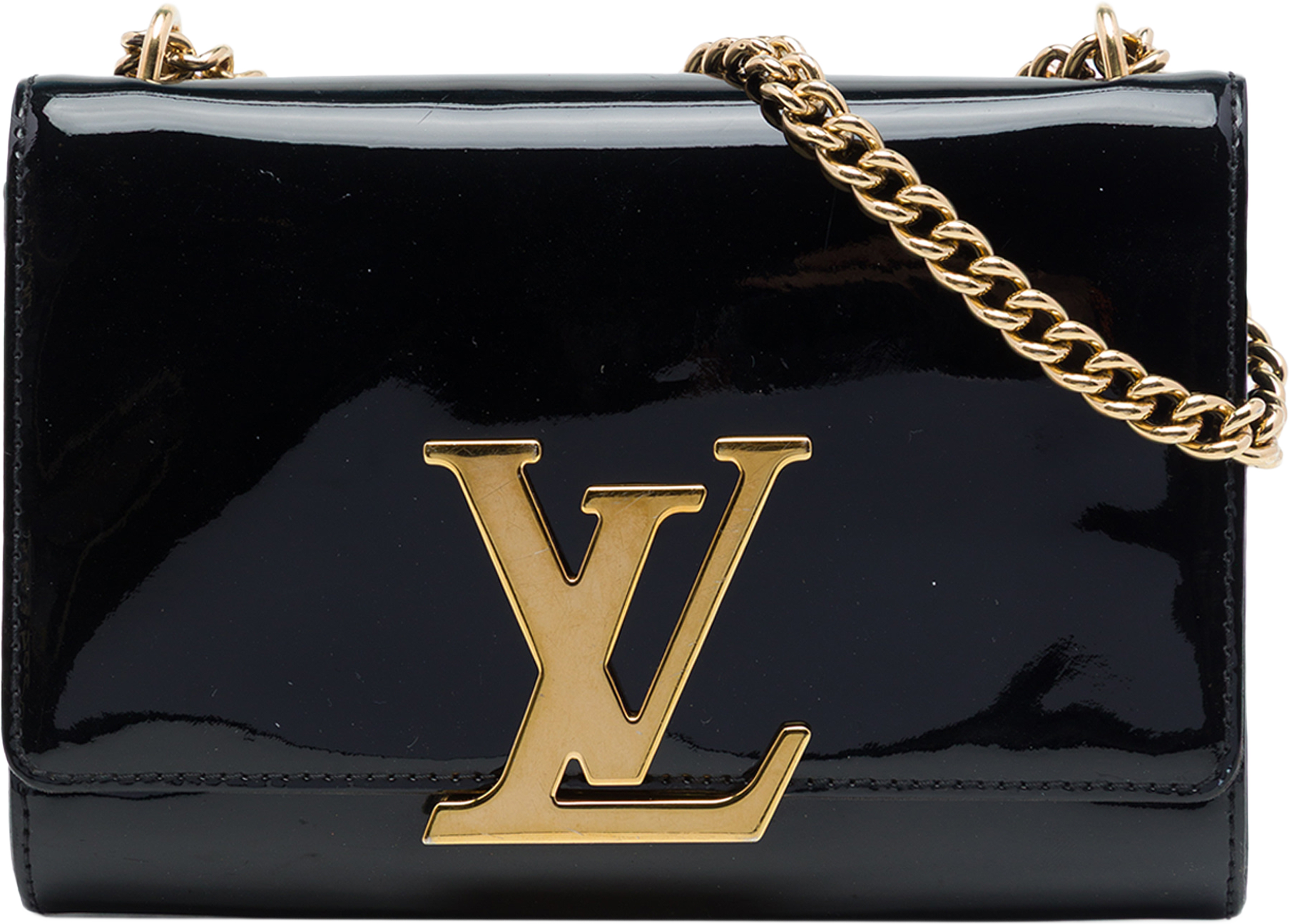 Louis Vuitton Vernis Louise Sliding Chain Mm, från Luxclusif, i färgen svart. Klicka för att öppna bilden i stort format