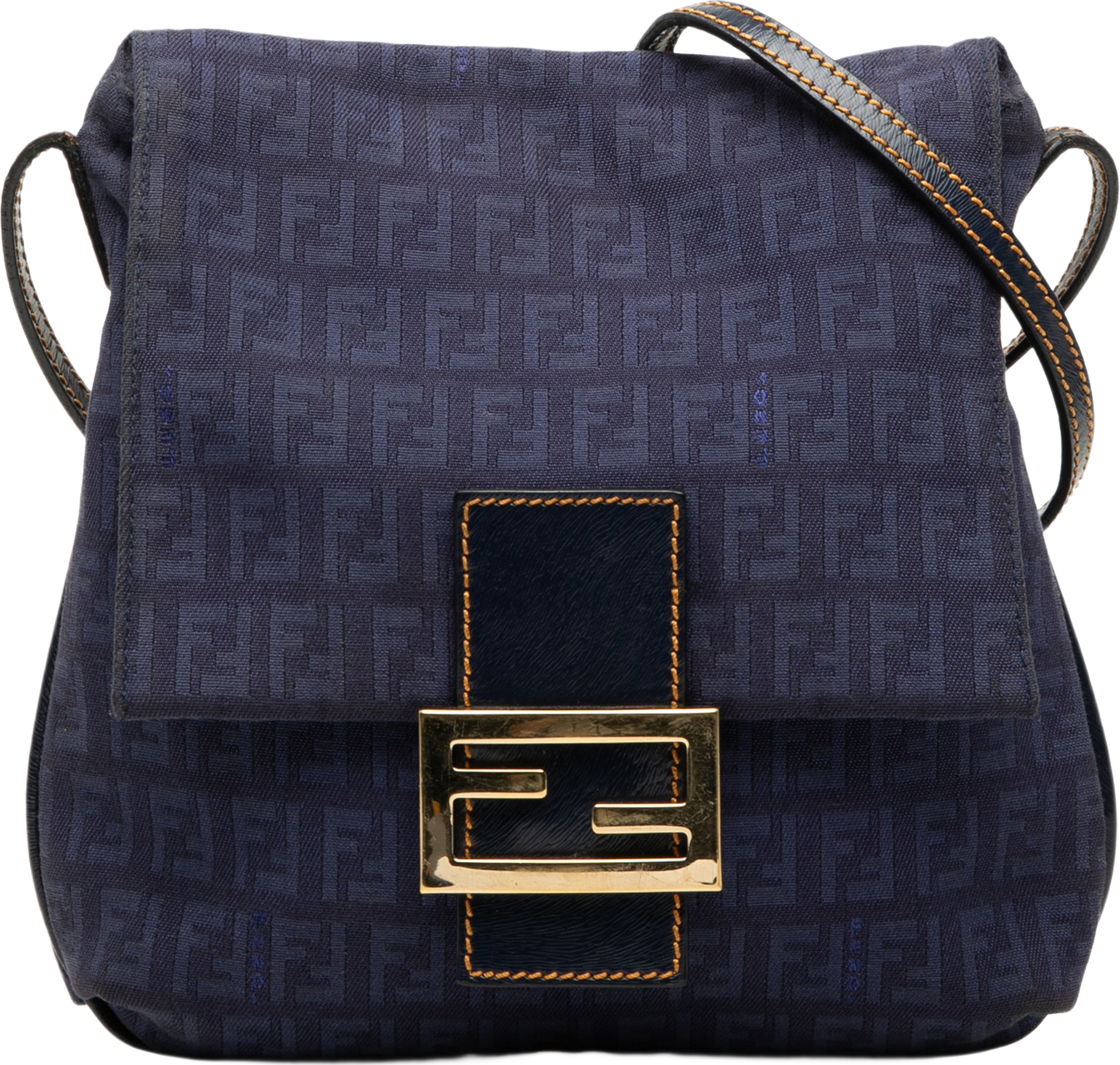 Fendi Zucchino Canvas Crossbody, från Luxclusif, i färgen blå. Klicka för att öppna bilden i stort format