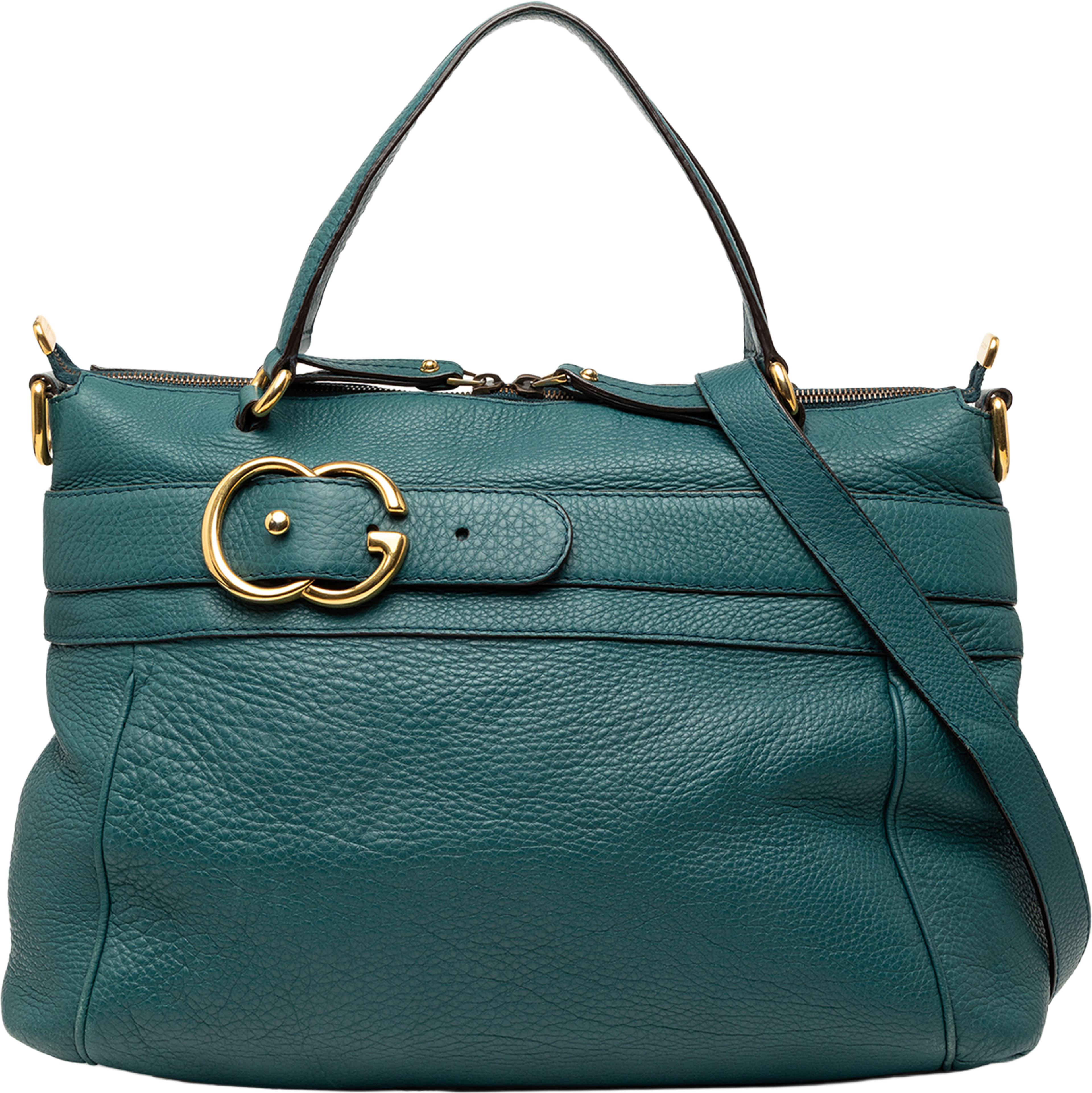 Gucci Medium Leather Ride Top Handle Bag, från Luxclusif, i färgen dark green. Klicka för att öppna bilden i stort format