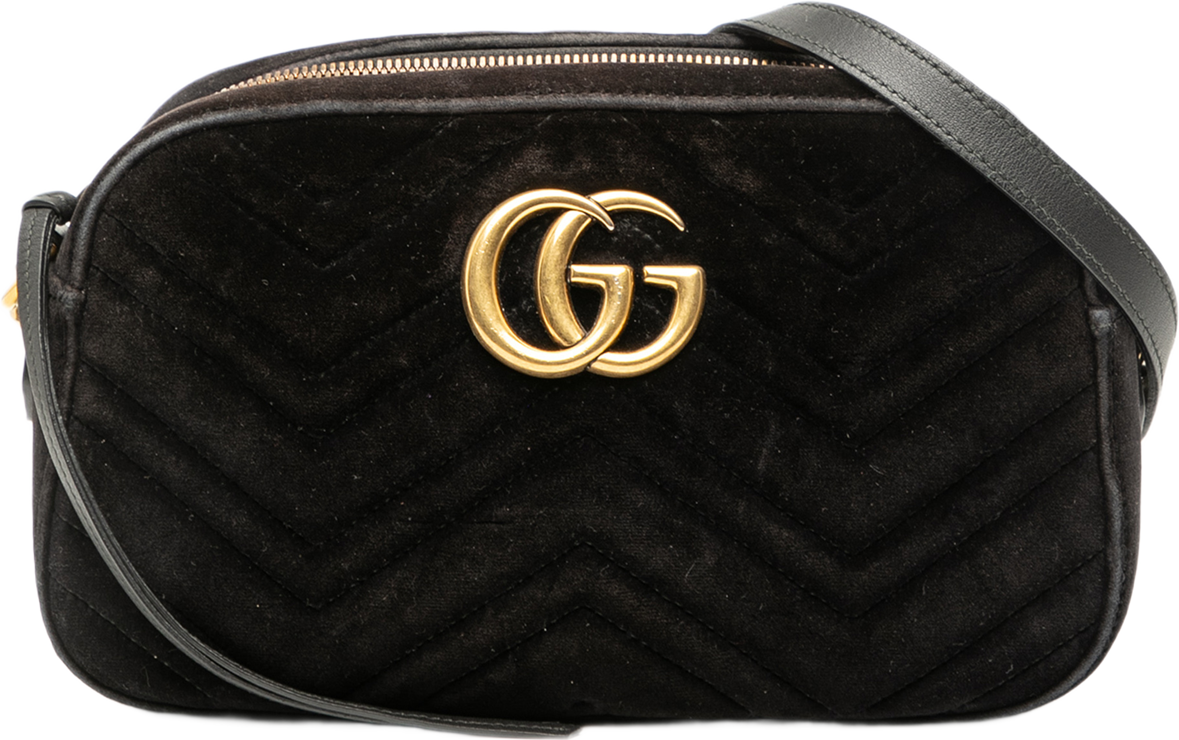 Gucci Small Gg Marmont Matelasse Velvet Crossbody, från Luxclusif, i färgen black. Klicka för att öppna bilden i stort format
