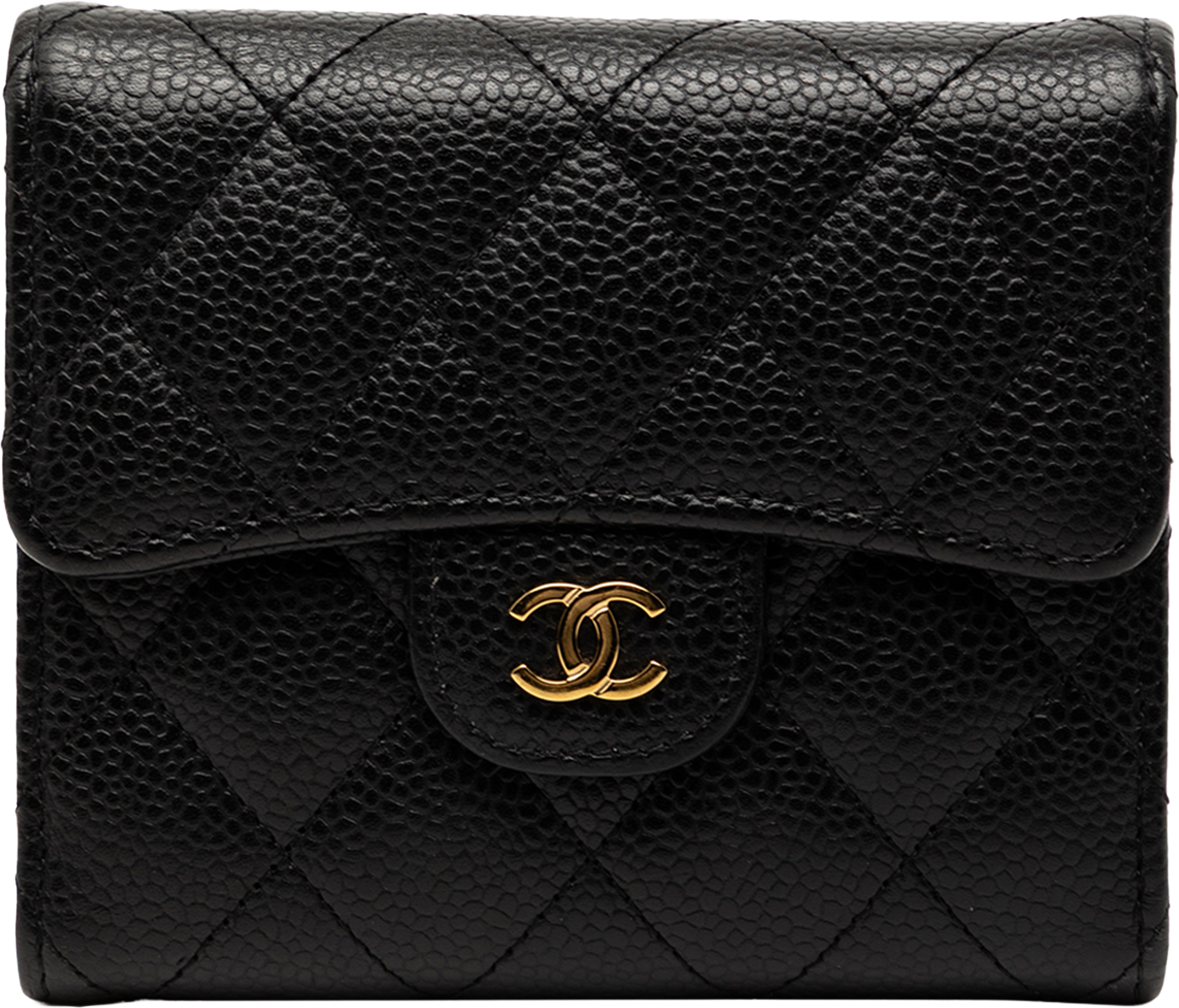 Chanel Cc Quilted Caviar Trifold Wallet, från Luxclusif, i färgen black. Klicka för att öppna bilden i stort format