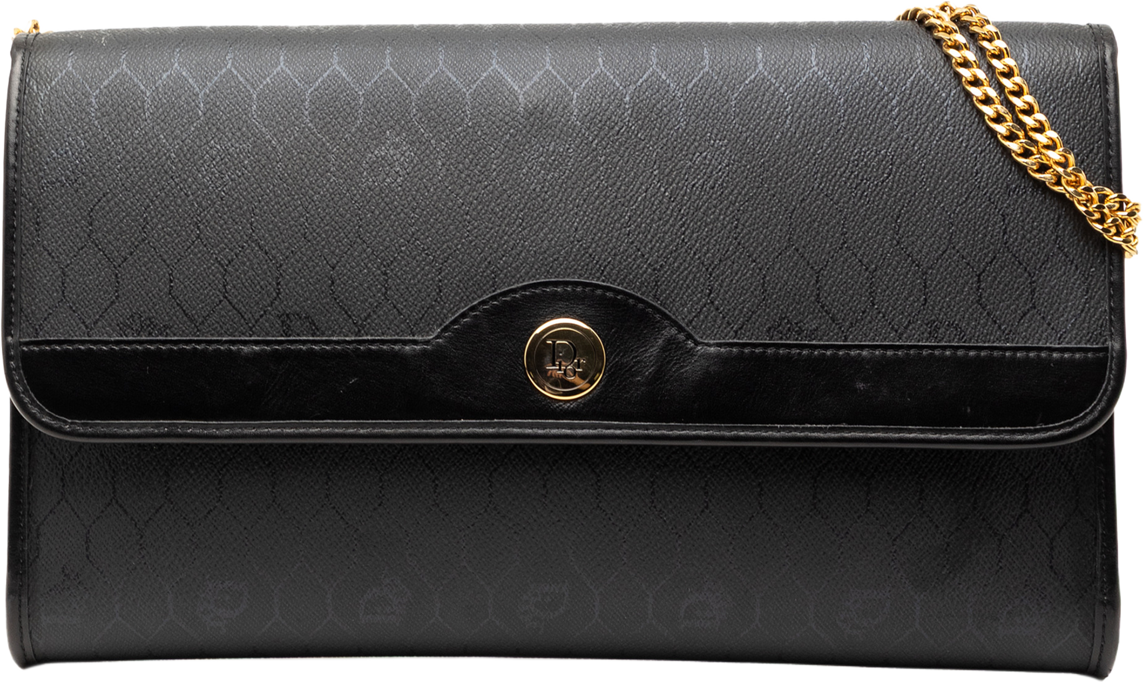 Dior Honeycomb Coated Canvas Chain Crossbody, från Luxclusif, i färgen black. Klicka för att öppna bilden i stort format