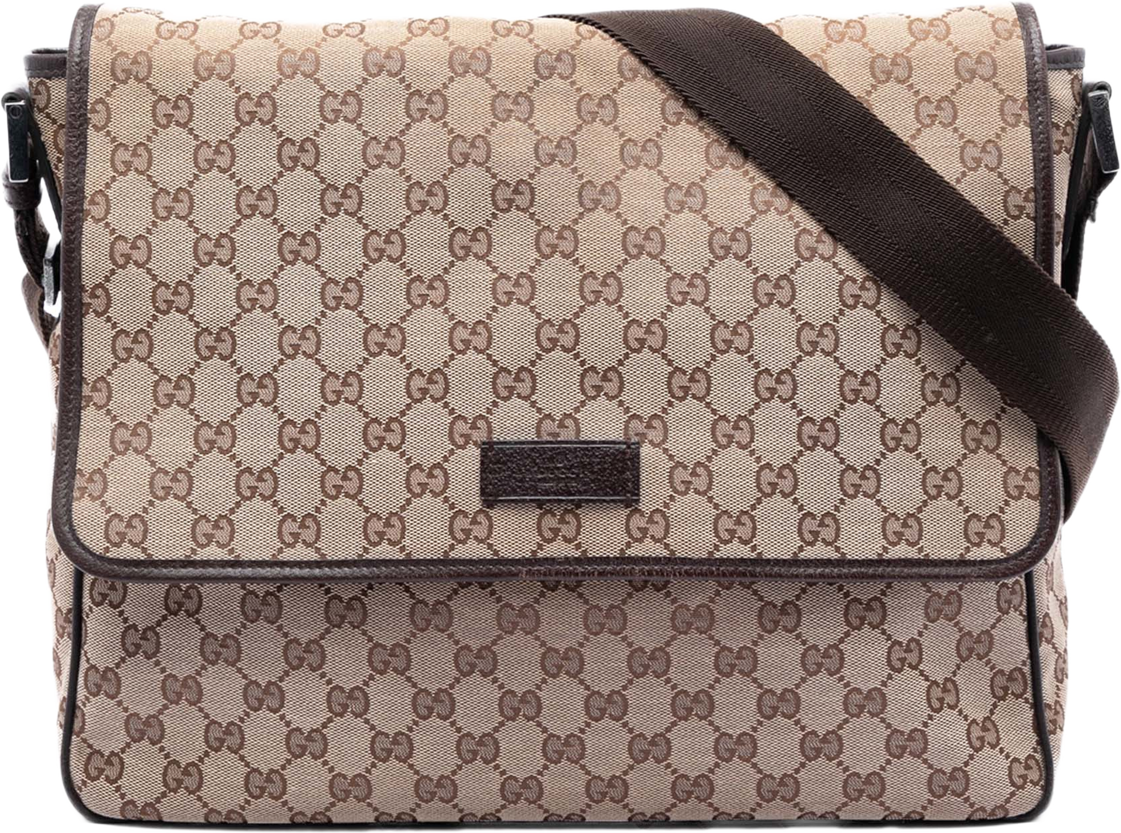 Gucci Gg Canvas Flap Messenger Bag, från Luxclusif, i färgen beige. Klicka för att öppna bilden i stort format