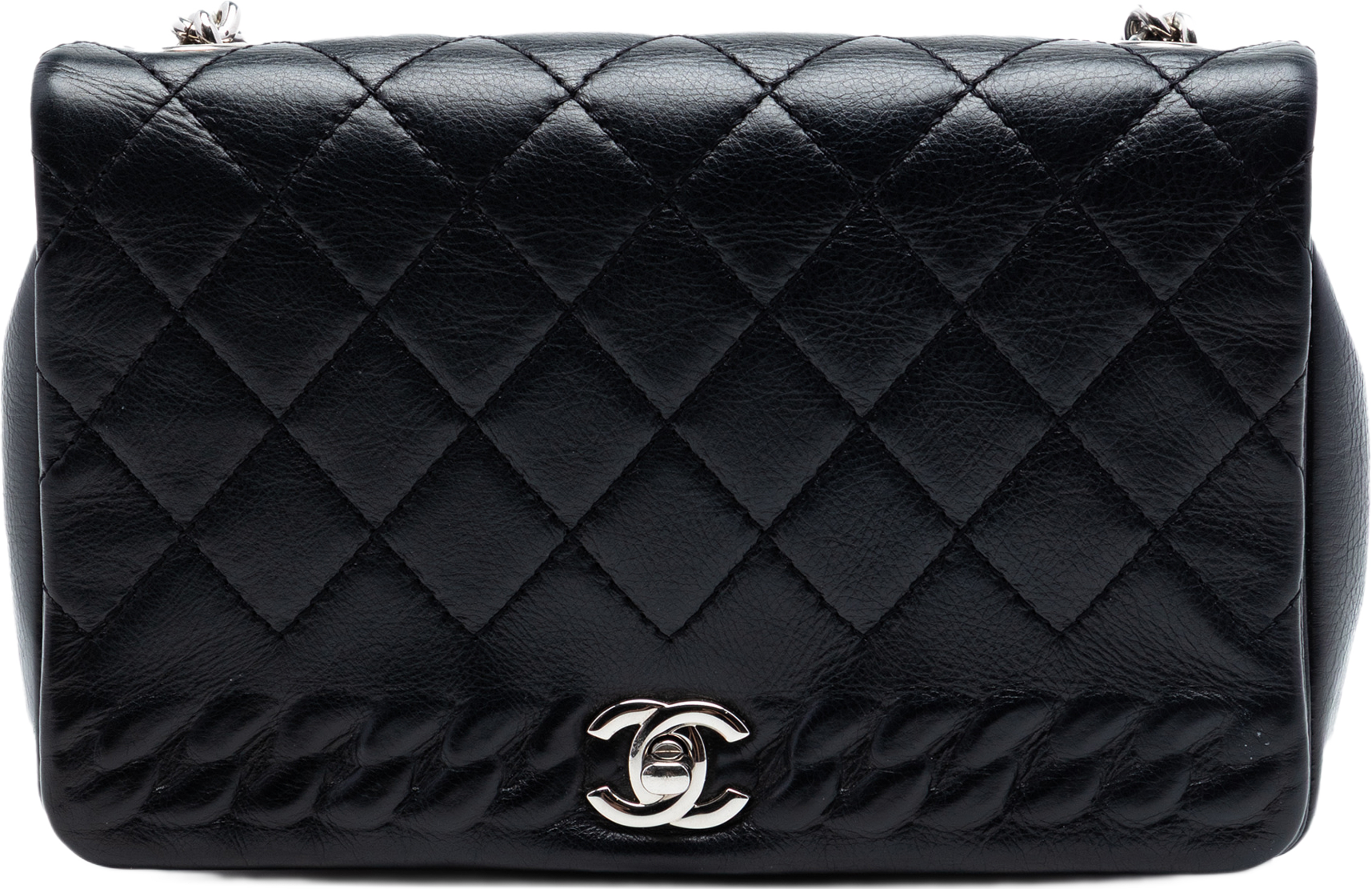 Chanel Small Cc Quilted Lambskin Embossed Braid Single Flap, från Luxclusif, i färgen black. Klicka för att öppna bilden i stort format