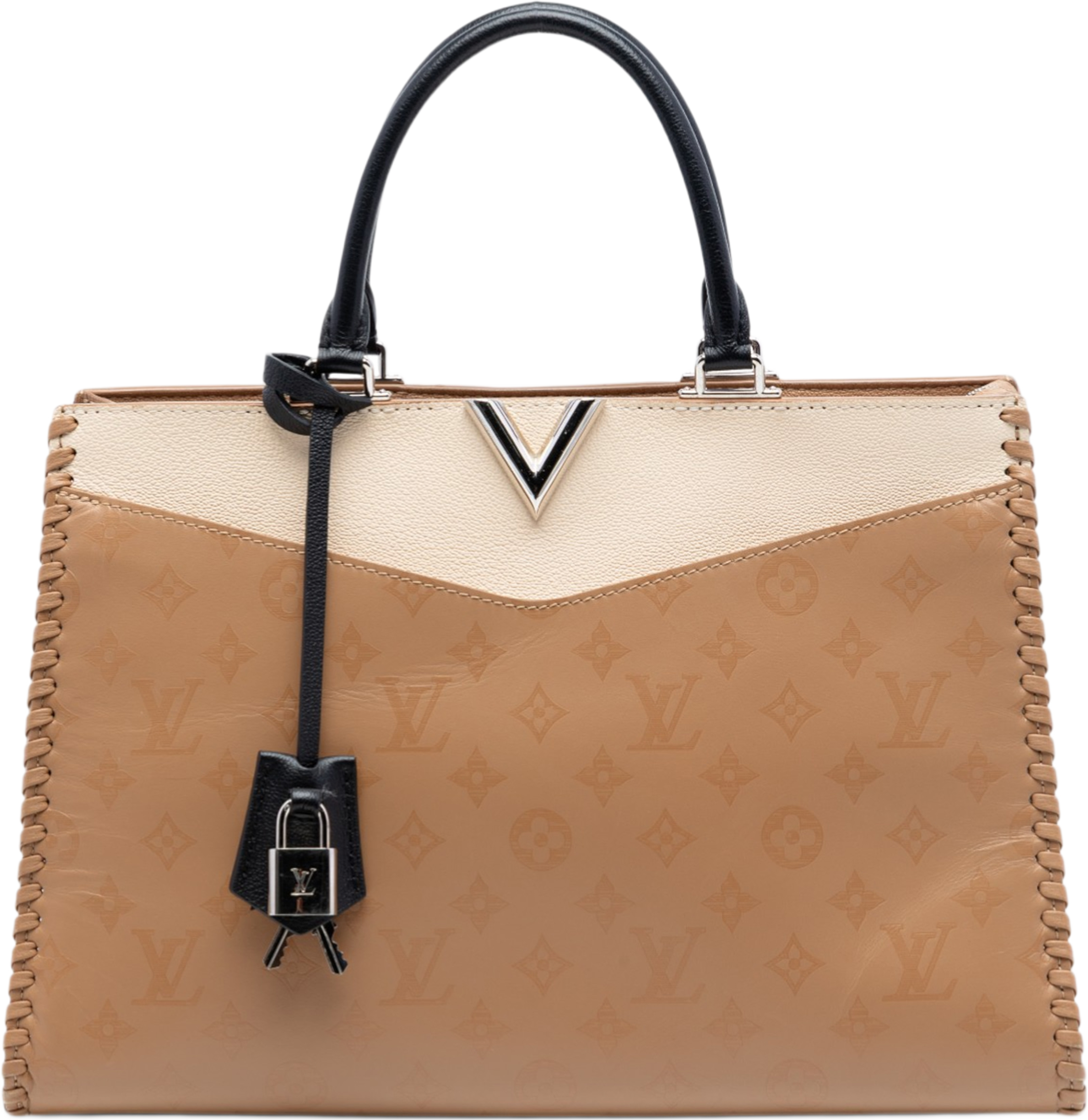 Louis Vuitton Monogram Very Leather Very Zipped, från Luxclusif, i färgen beige. Klicka för att öppna bilden i stort format