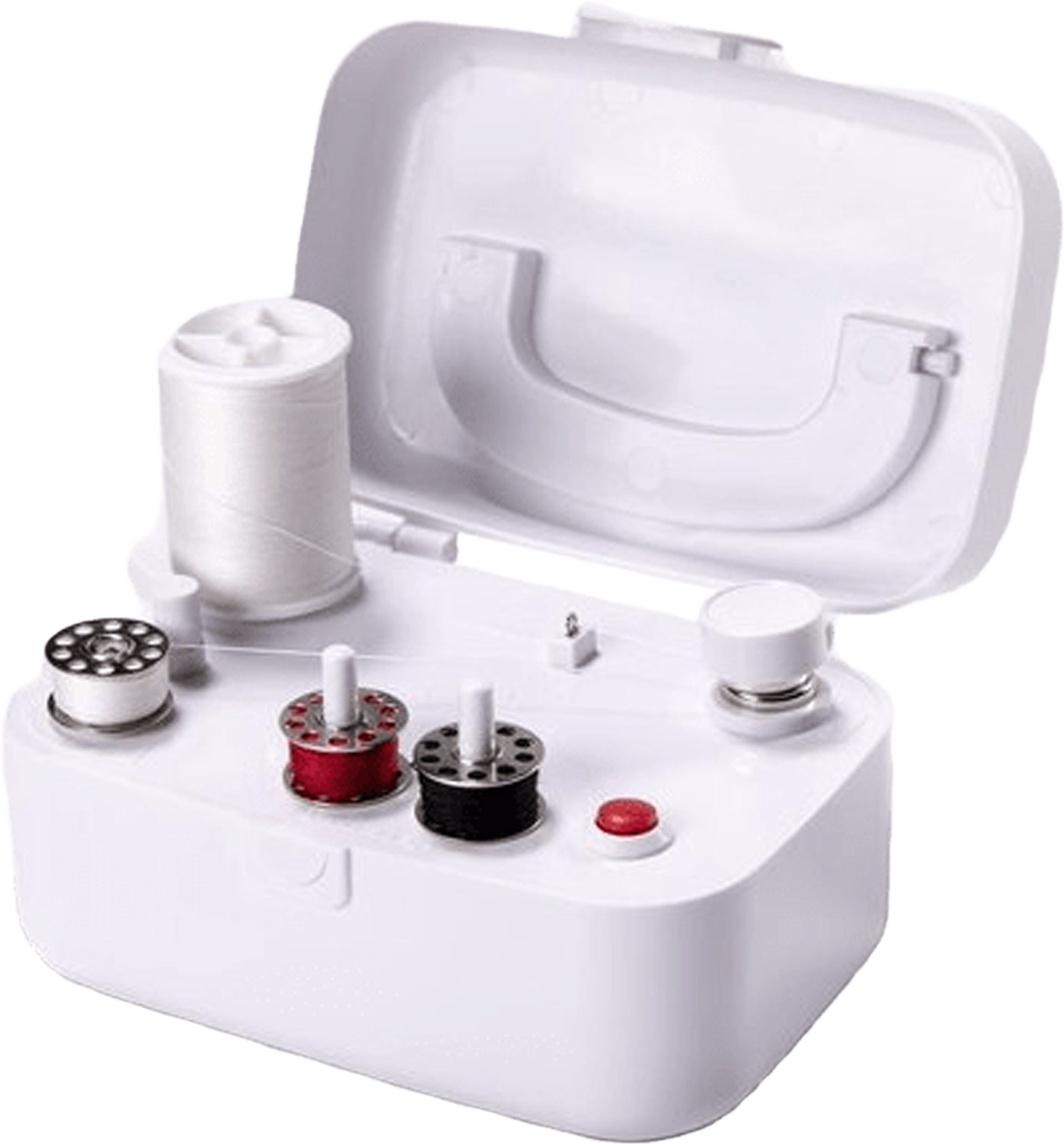 Trådupprullare Automatisk Batteridriven, från Singer, i färgen vit. Klicka för att öppna bilden i stort format