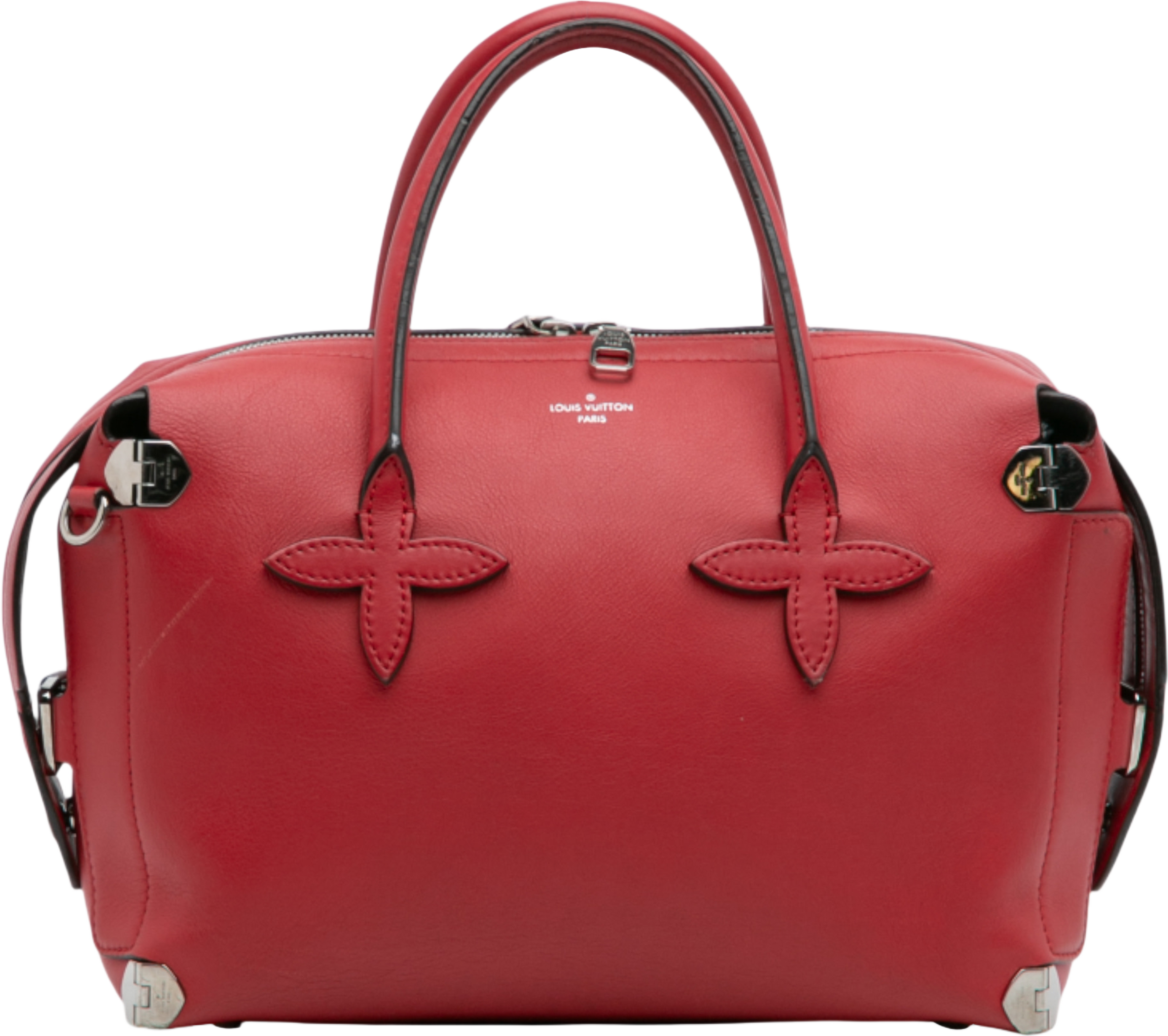 Louis Vuitton Smooth Calfskin Garance Satchel, från Luxclusif, i färgen red. Klicka för att öppna bilden i stort format