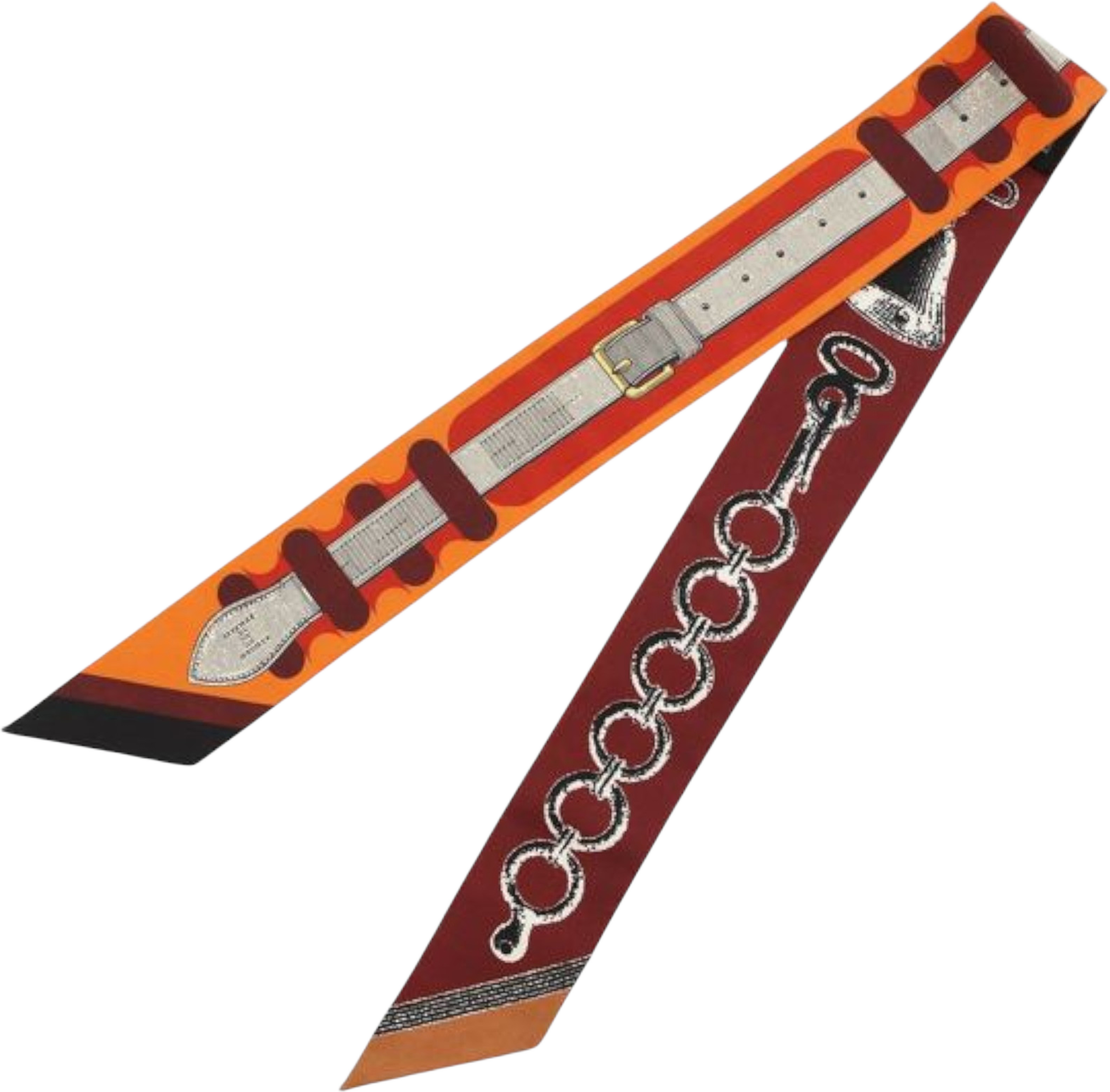 Hermès Inventaire Poetique De Brides A Bloc Silk Twilly Scarf, från Luxclusif, i färgen orange. Klicka för att öppna bilden i stort format