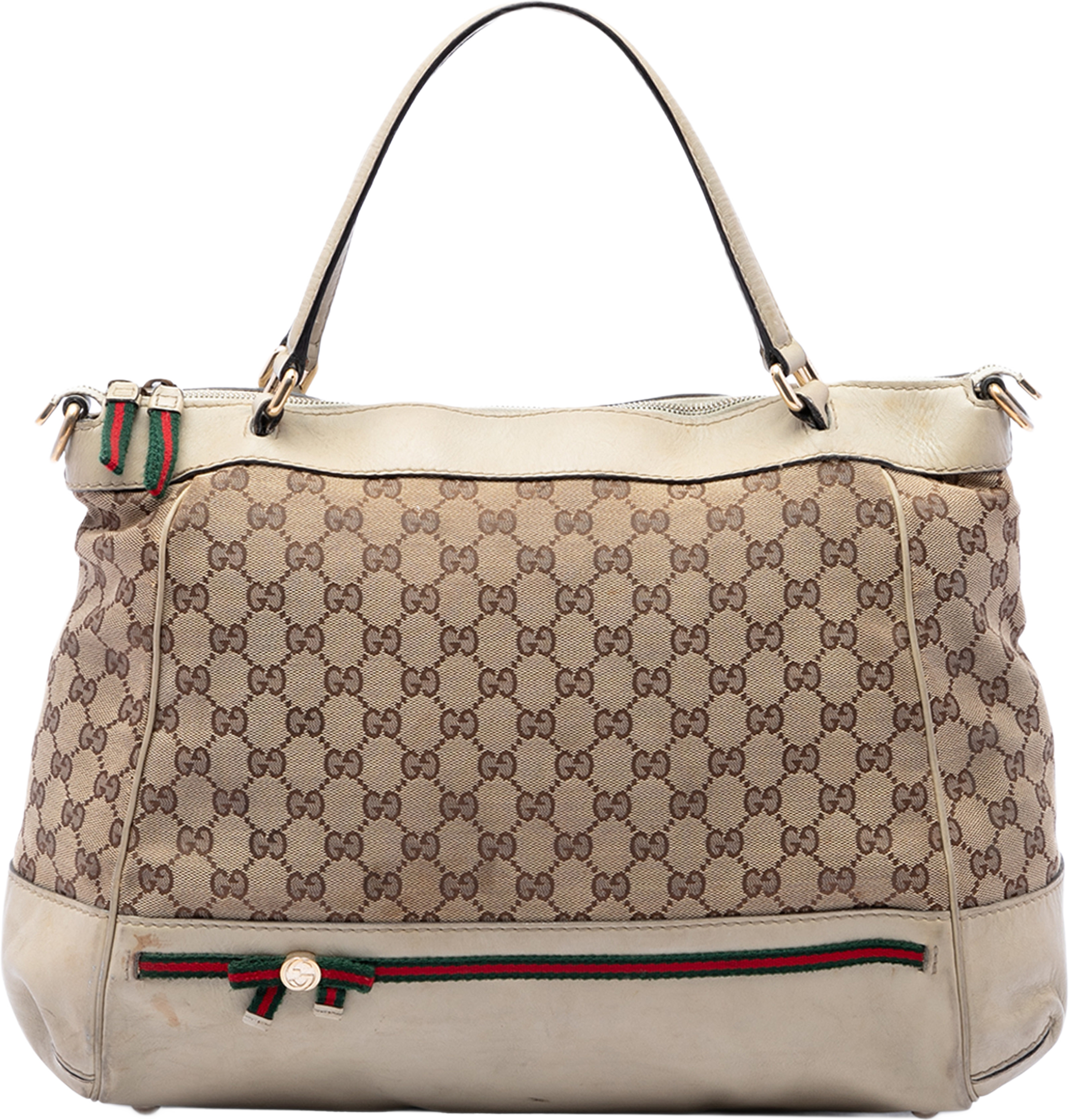 Gucci Gg Canvas Web Mayfair Satchel, från Luxclusif, i färgen vit. Klicka för att öppna bilden i stort format