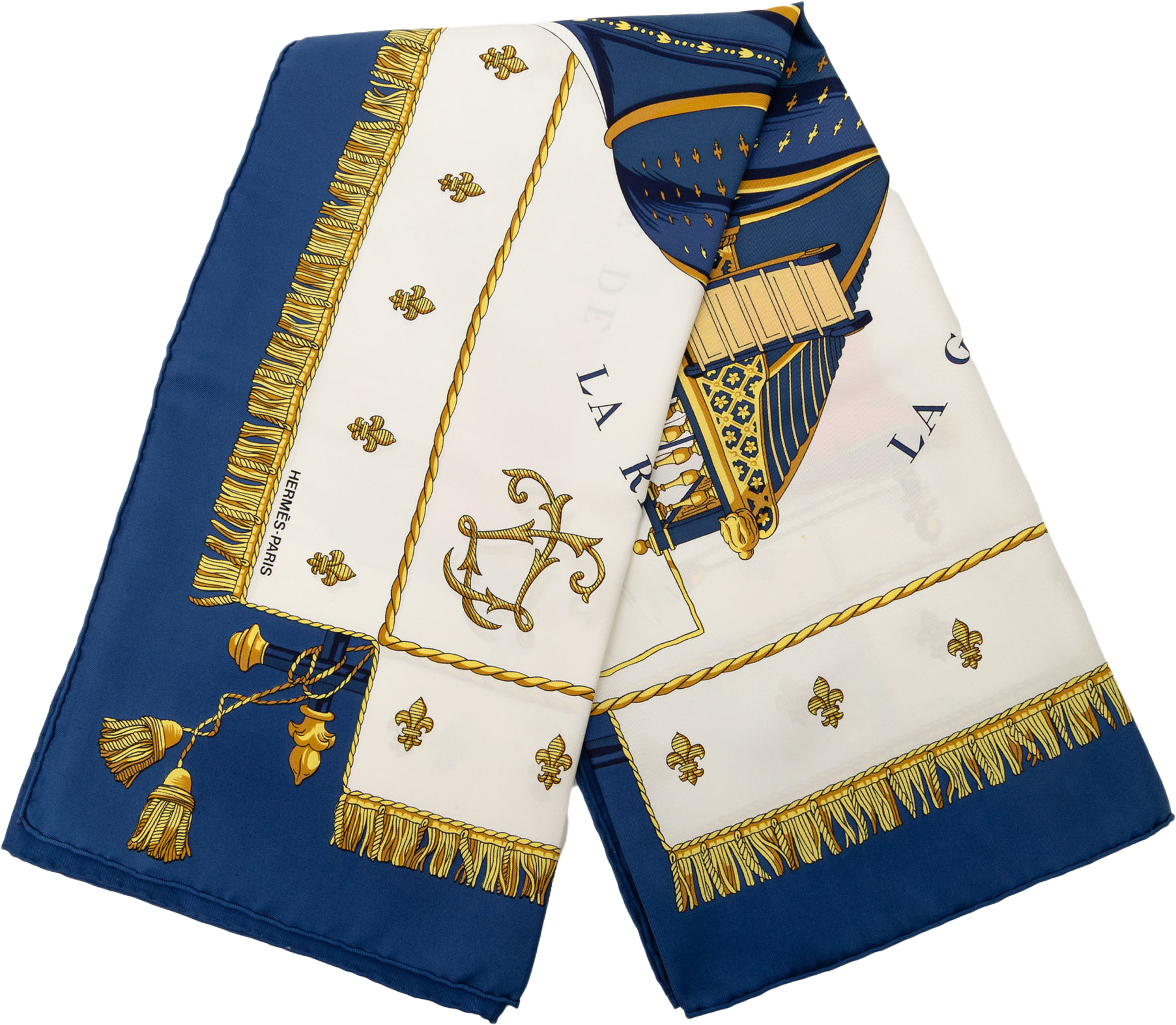 Hermès Vue Du Carrosse De La Galere La Reale Silk Twilly Scarf, från Luxclusif, i färgen white. Klicka för att öppna bilden i stort format