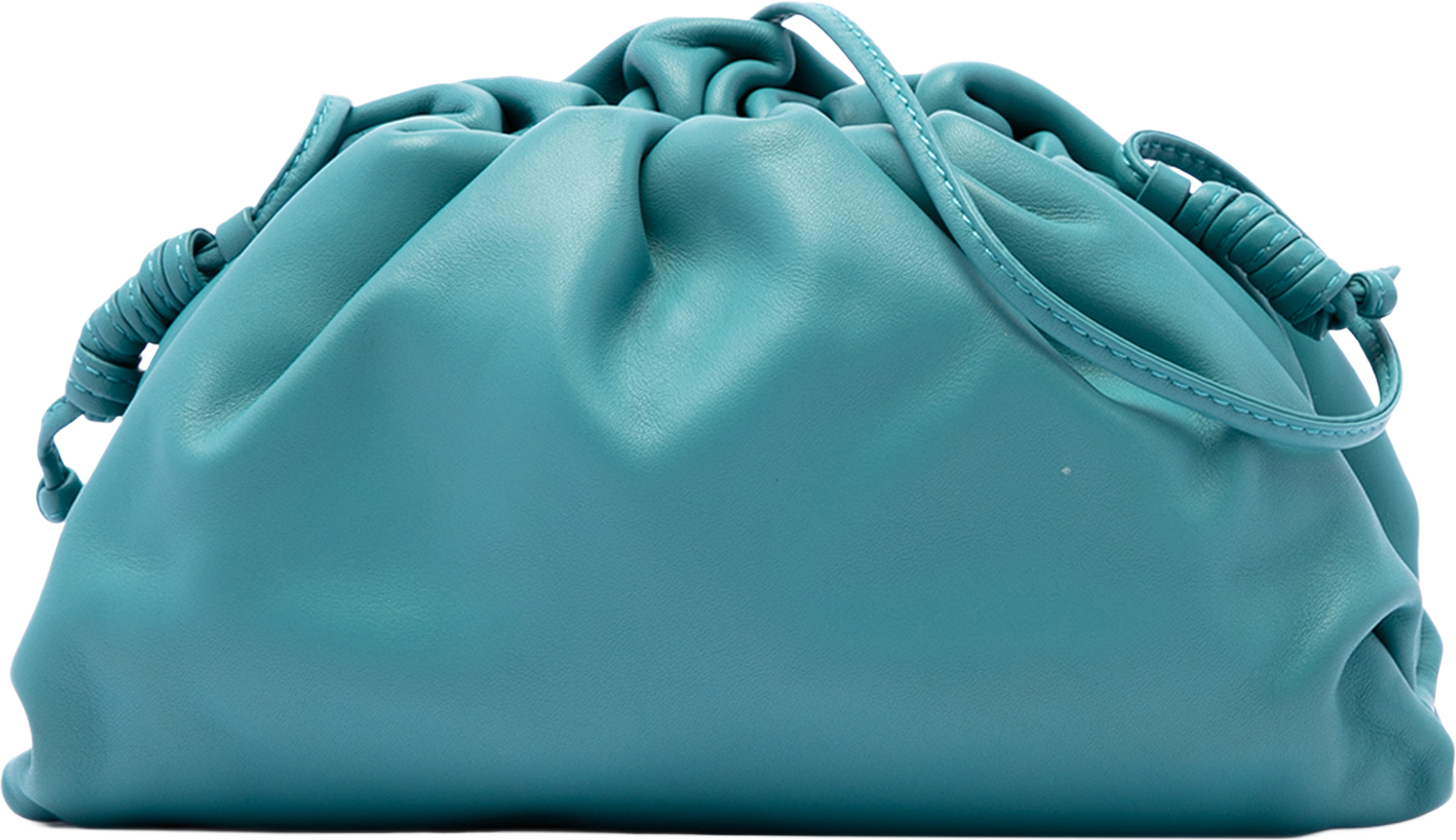 Bottega Veneta Lambskin The Mini Pouch Crossbody, från Luxclusif, i färgen blå. Klicka för att öppna bilden i stort format