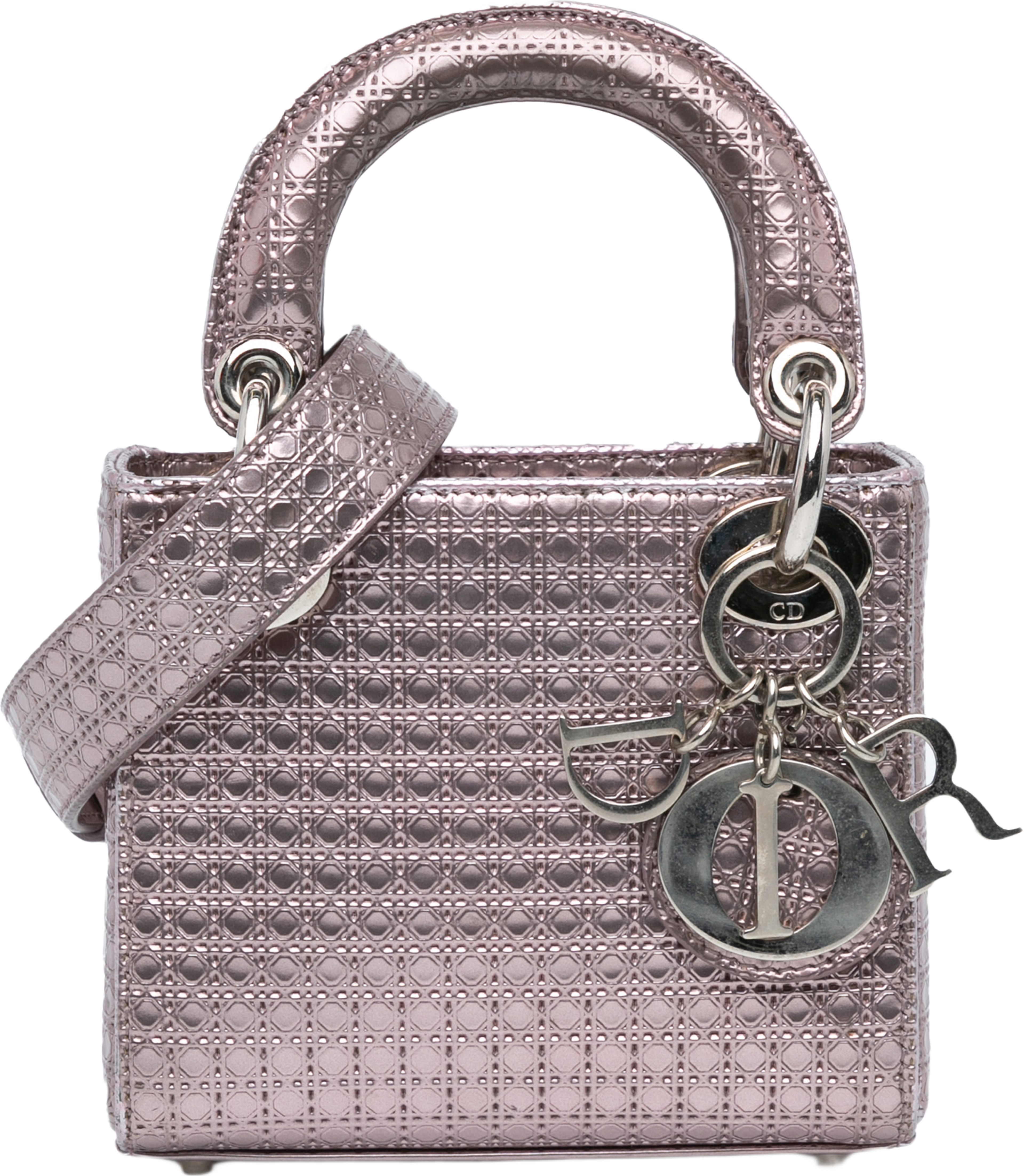 Dior Mini Metallic Patent Microcannage Lady Dior