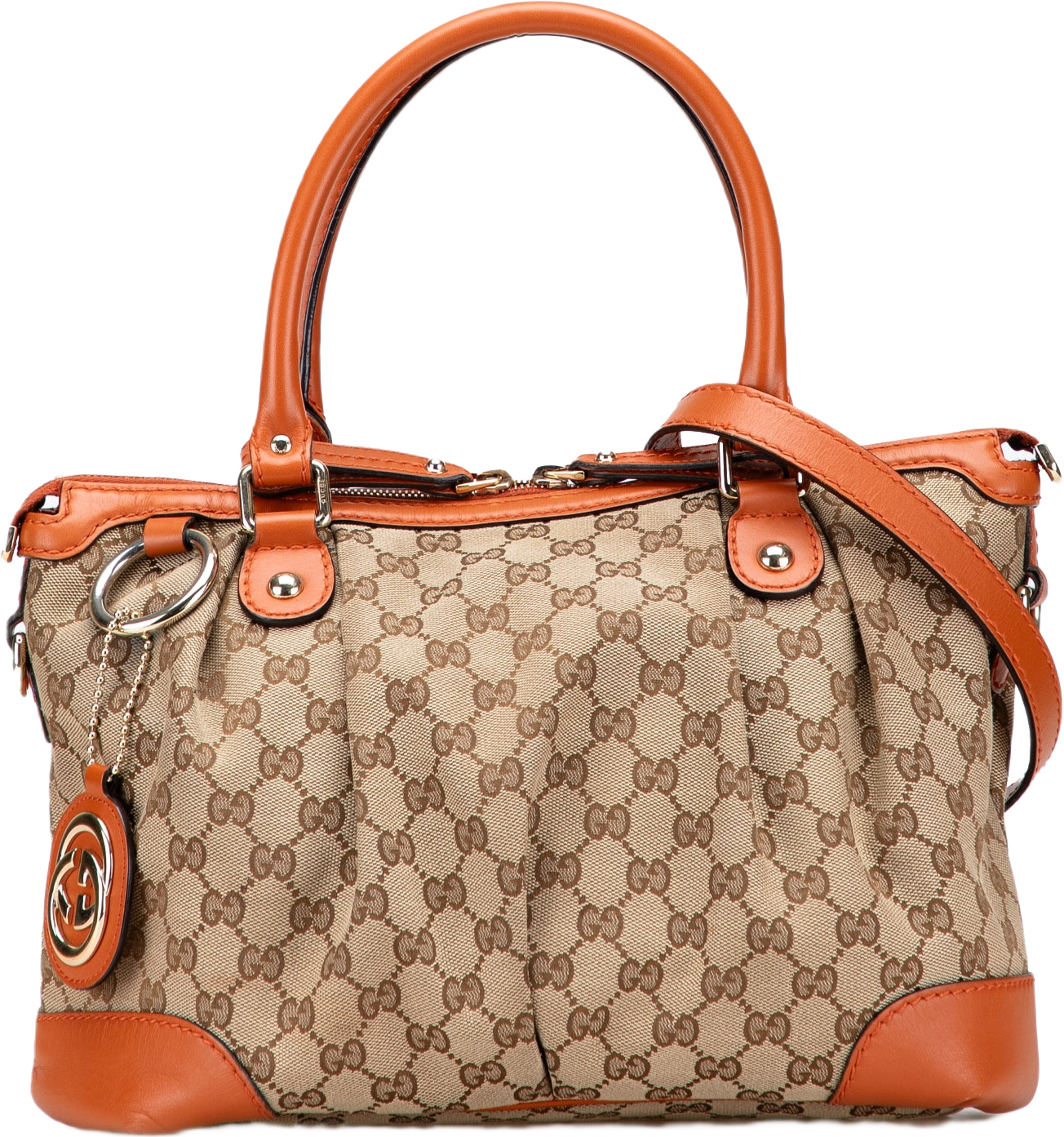 Gucci Gg Canvas Sukey Satchel, från Luxclusif, i färgen beige. Klicka för att öppna bilden i stort format