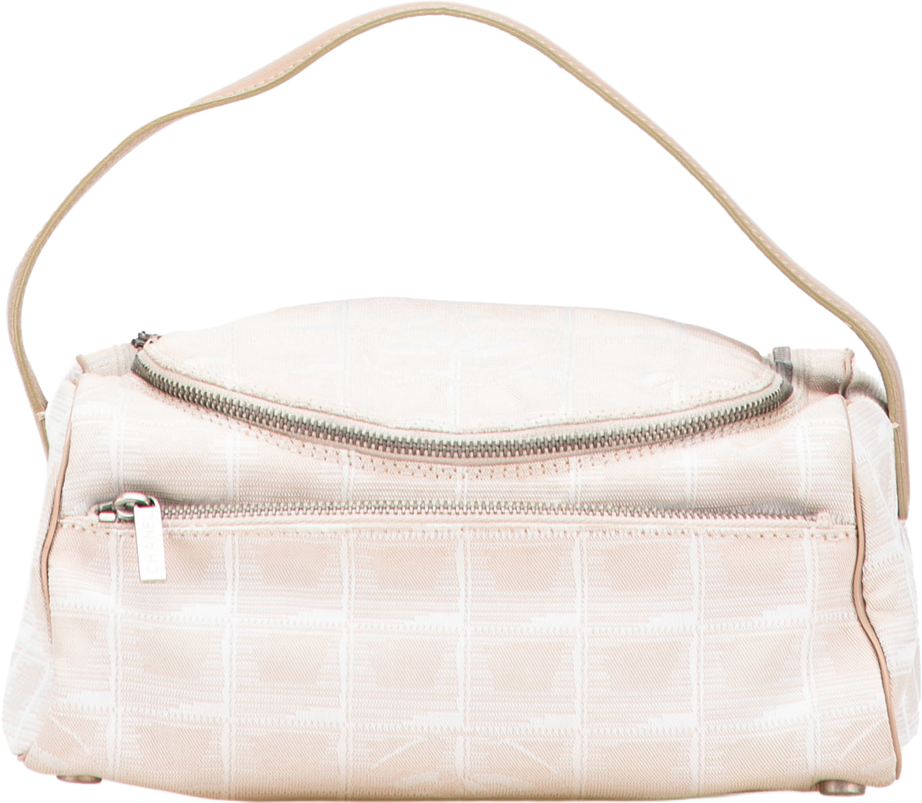 Chanel New Travel Line Nylon Vanity Bag, från Luxclusif, i färgen beige. Klicka för att öppna bilden i stort format
