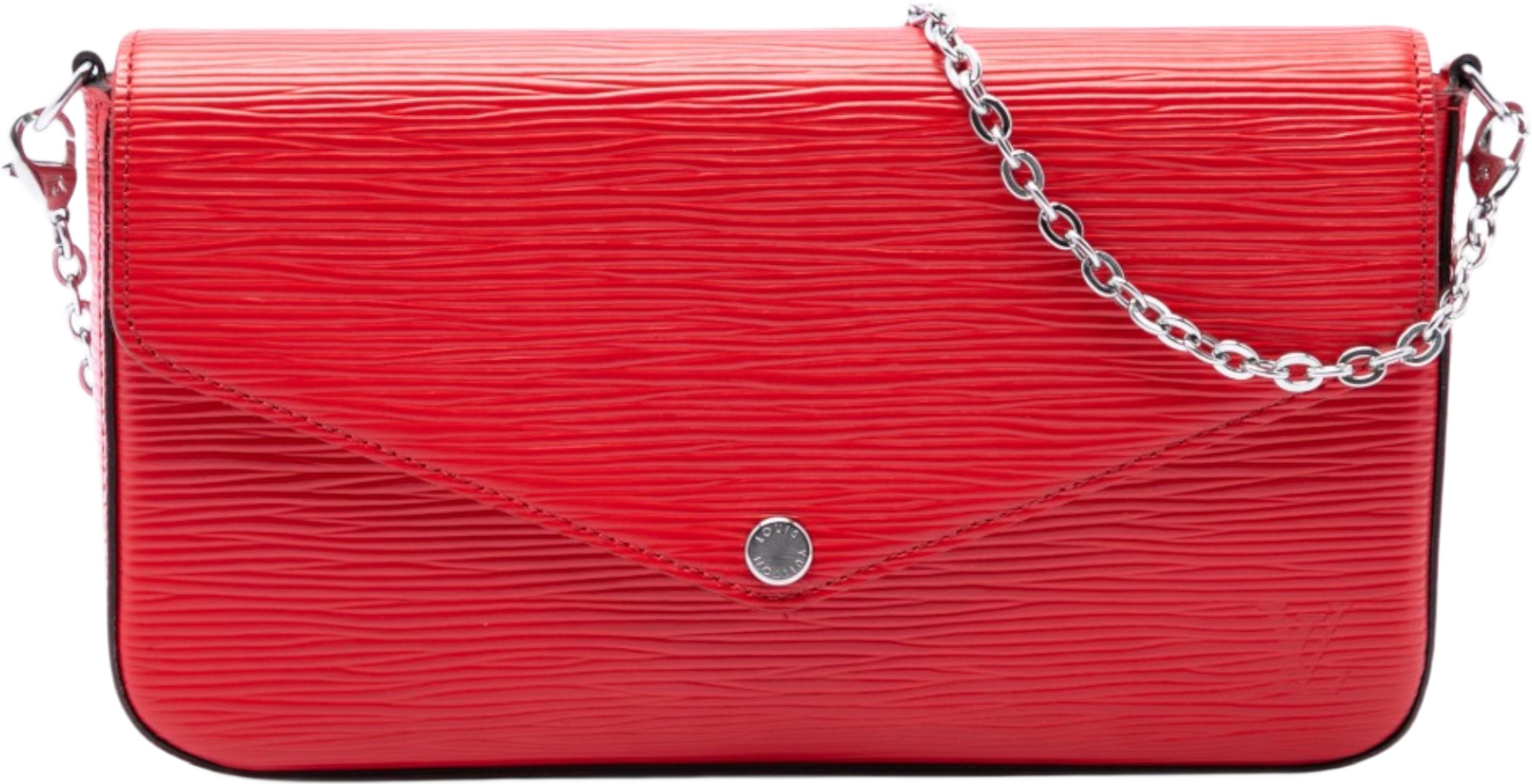 Louis Vuitton Epi Pochette Felicie, från Luxclusif, i färgen röd. Klicka för att öppna bilden i stort format