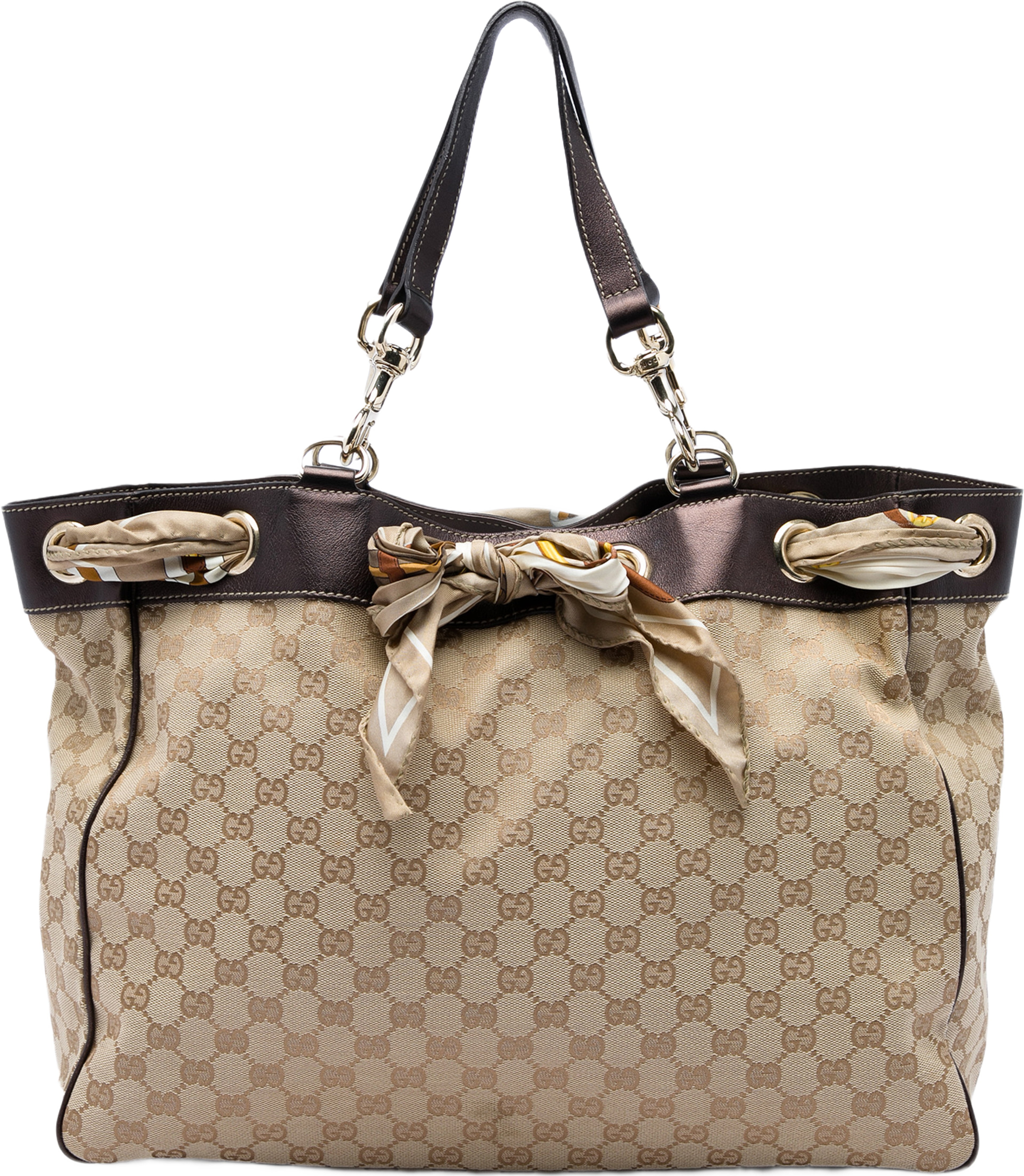 Gucci Large Gg Canvas Positano Tote, från Luxclusif, i färgen beige. Klicka för att öppna bilden i stort format