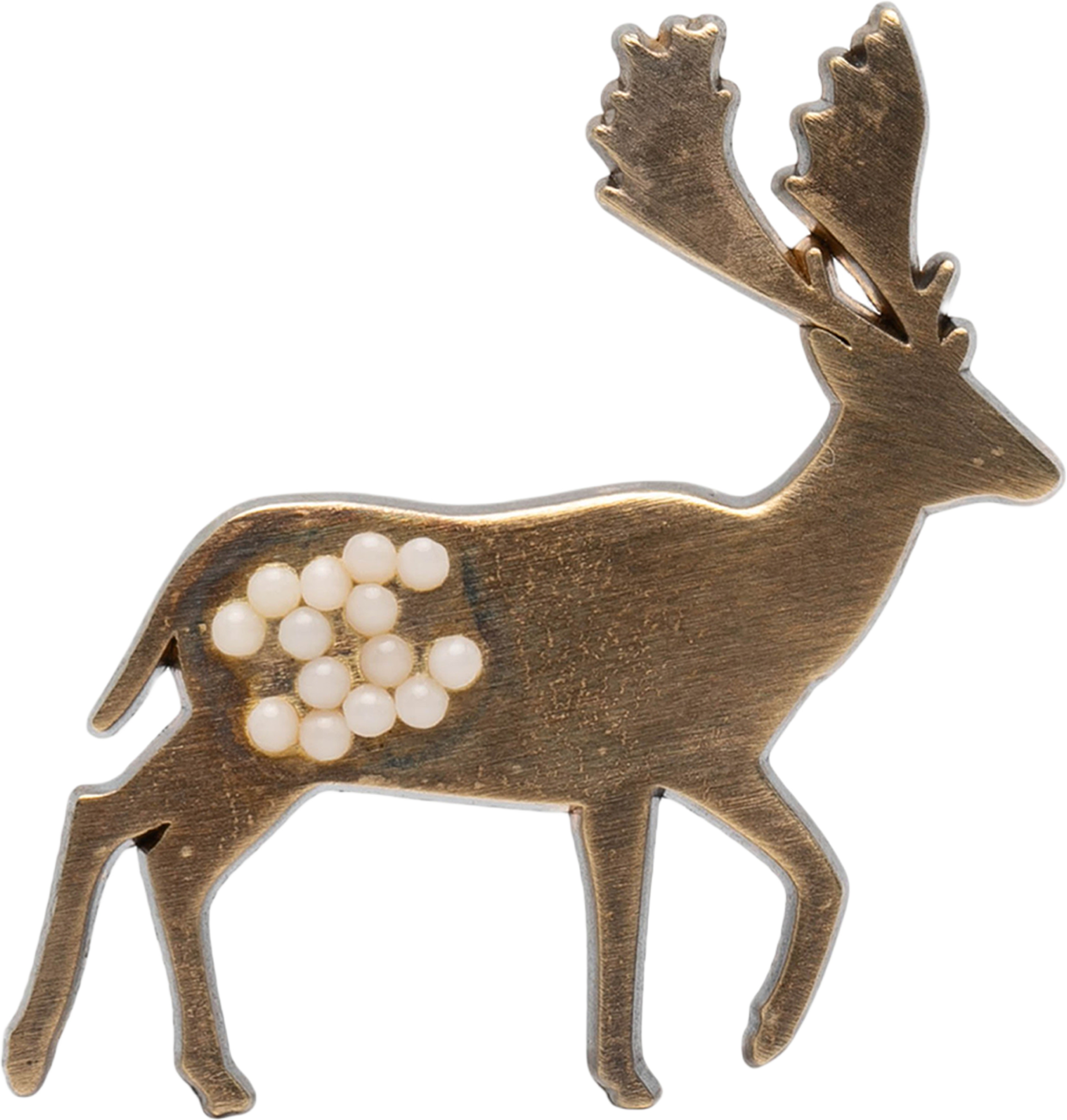 Chanel Cc Gold Plated Faux Pearl Deer Brooch, från Luxclusif, i färgen gold. Klicka för att öppna bilden i stort format