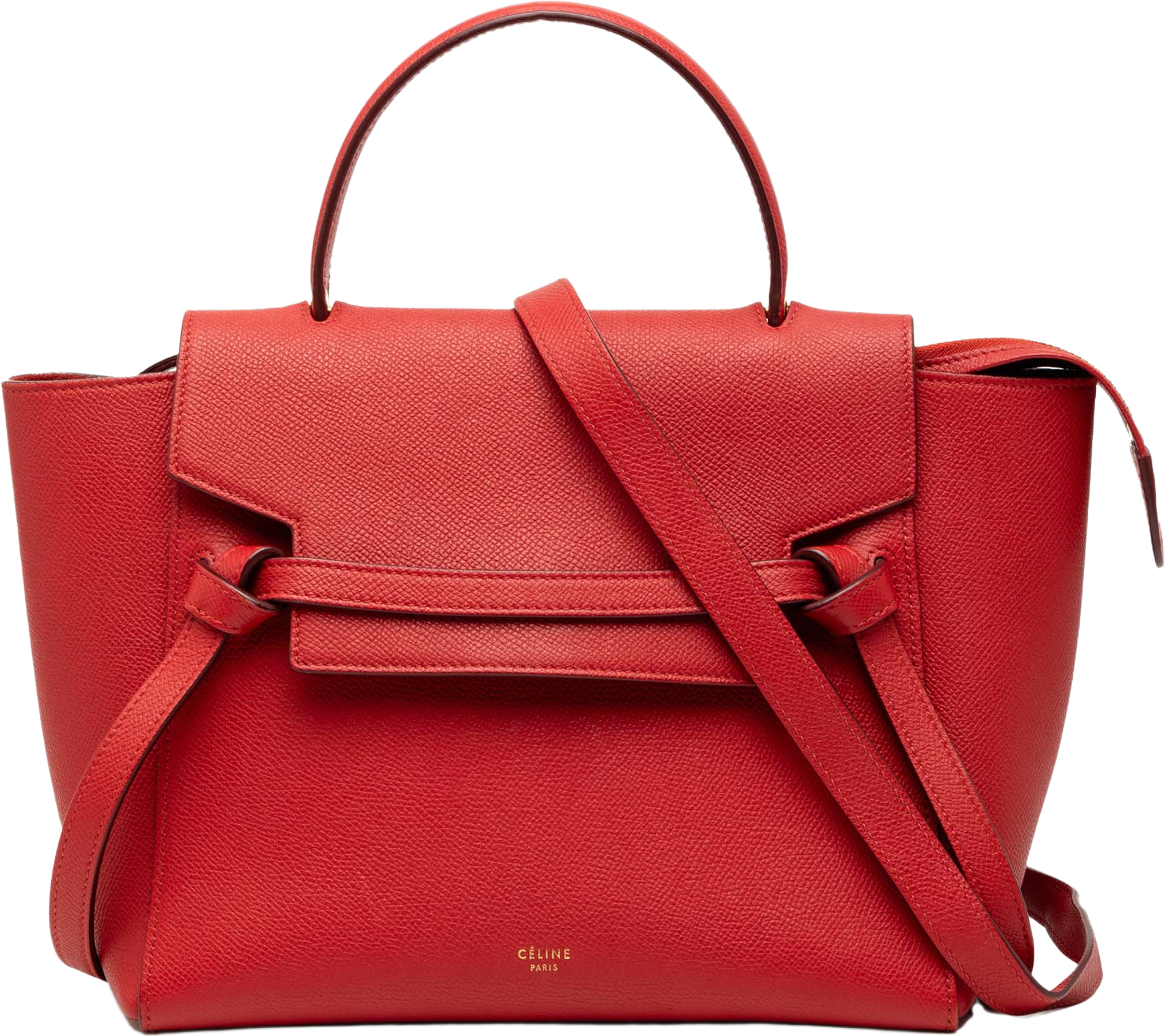 Celine Micro Grained Calfskin Belt Bag, från Luxclusif, i färgen red. Klicka för att öppna bilden i stort format