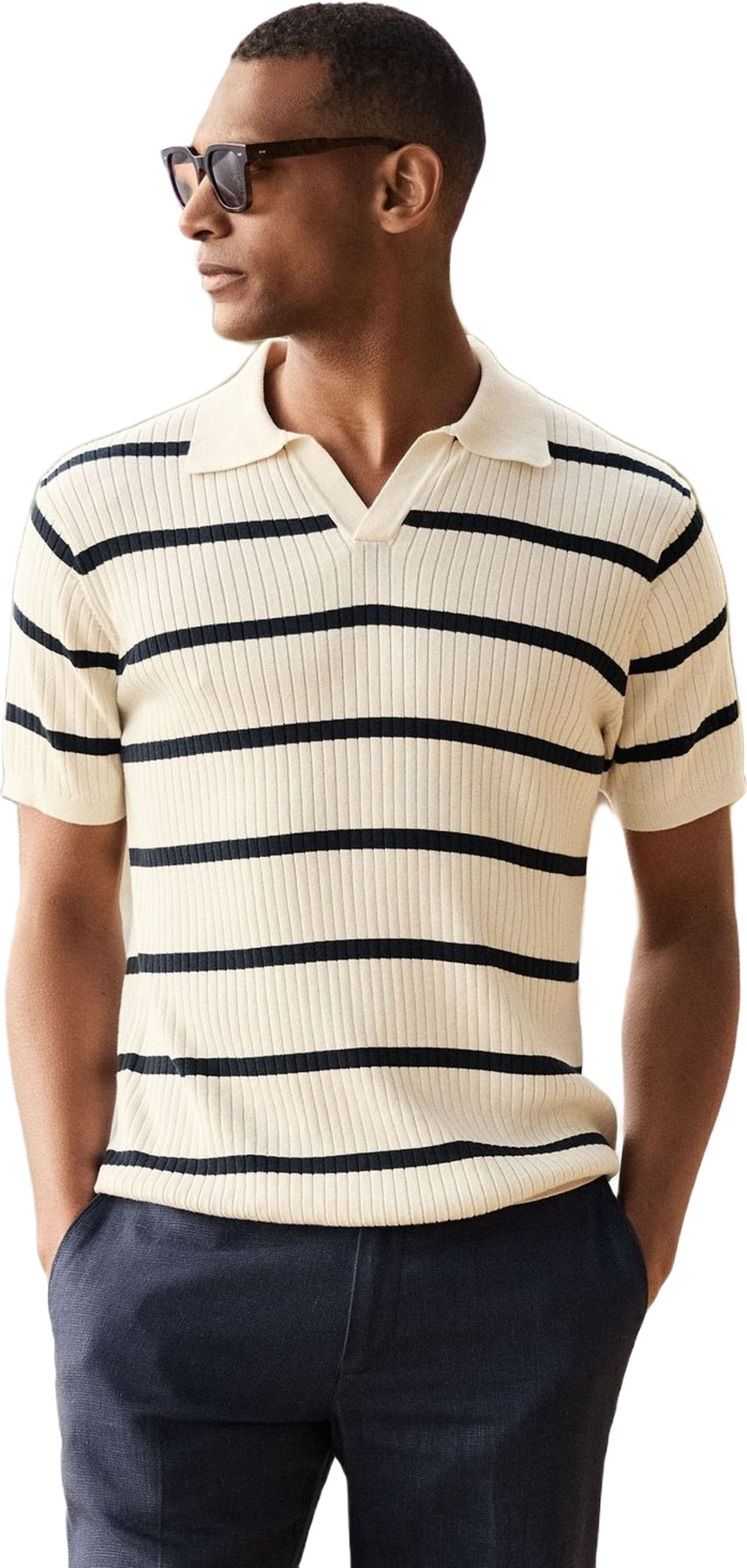 Cotton Rib Knitted Ss Polo Sweater (pedro)