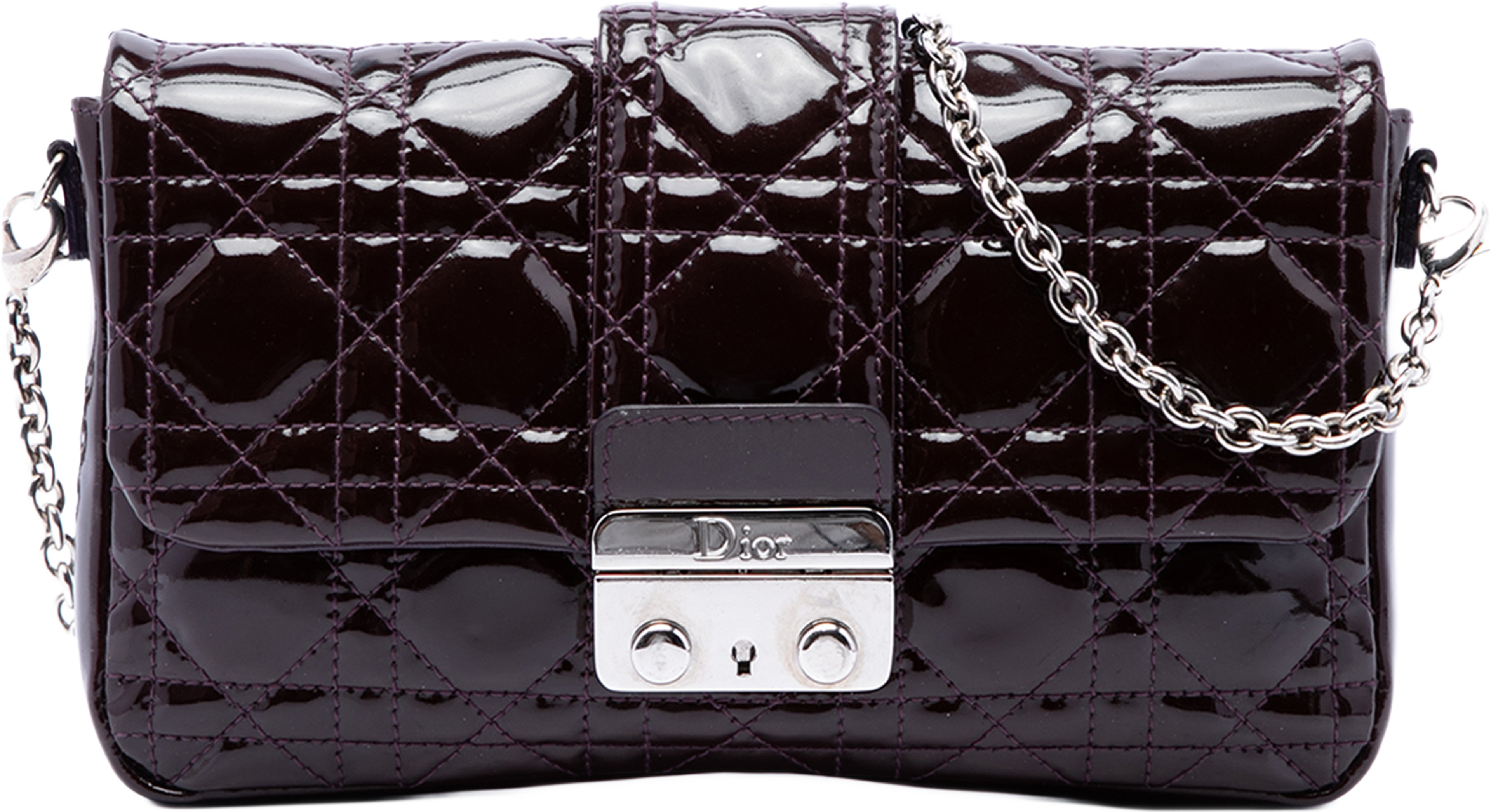 Dior Patent Cannage New Lock Pouch Crossbody, från Luxclusif, i färgen purpur. Klicka för att öppna bilden i stort format