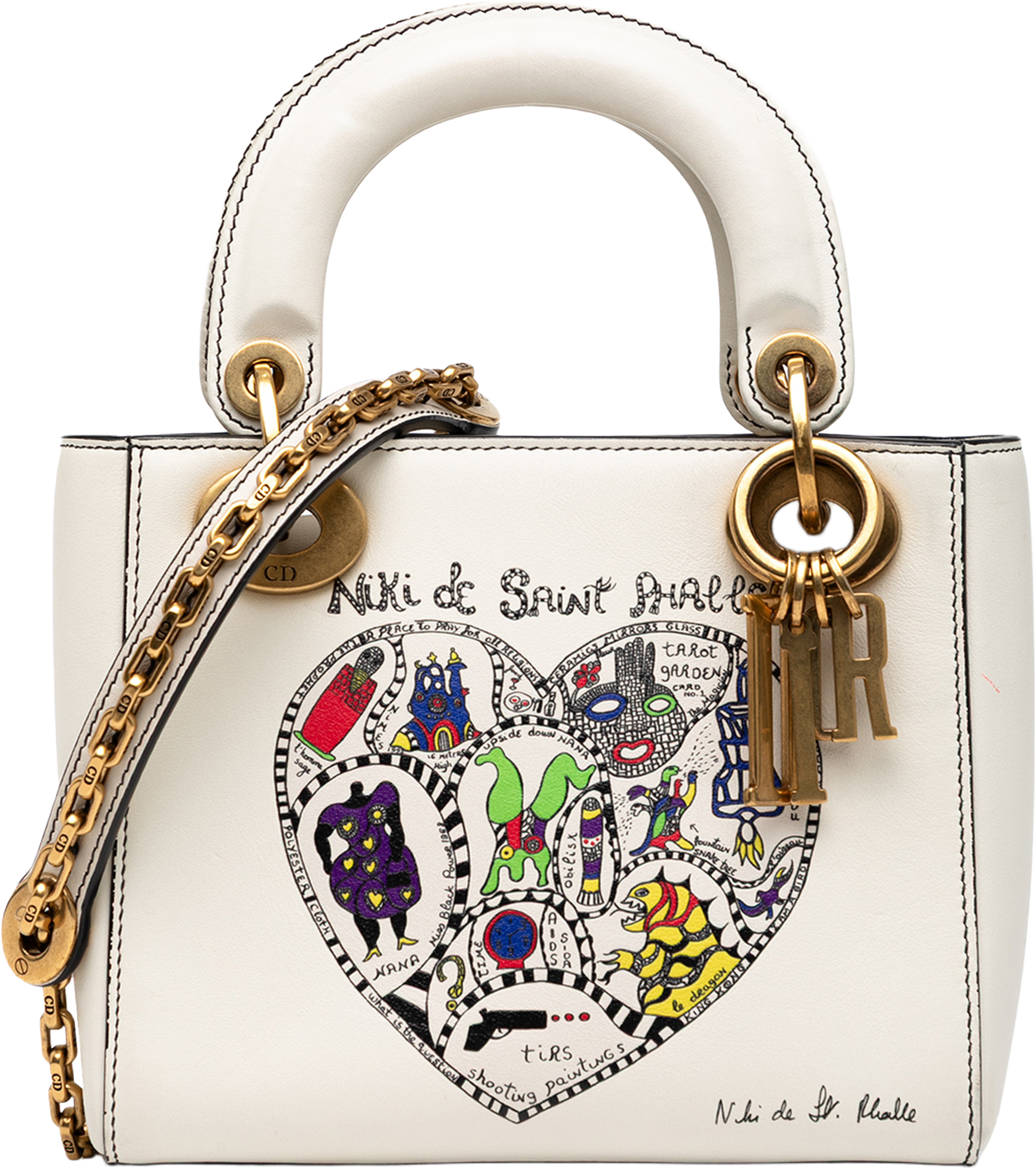 Dior Niki De Saint Phalle Mini Calfskin Lady Dior, från Luxclusif, i färgen white. Klicka för att öppna bilden i stort format