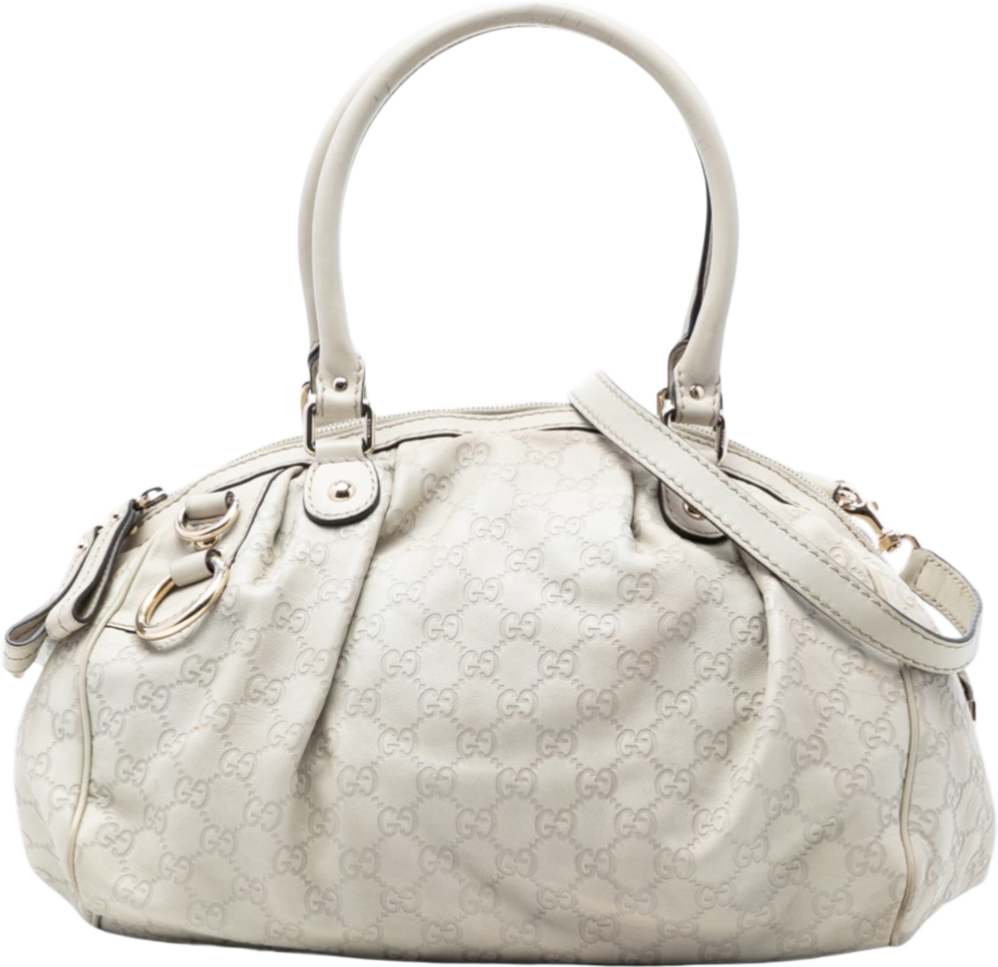 Gucci Guccissima Sukey Satchel, från Luxclusif, i färgen white. Klicka för att öppna bilden i stort format