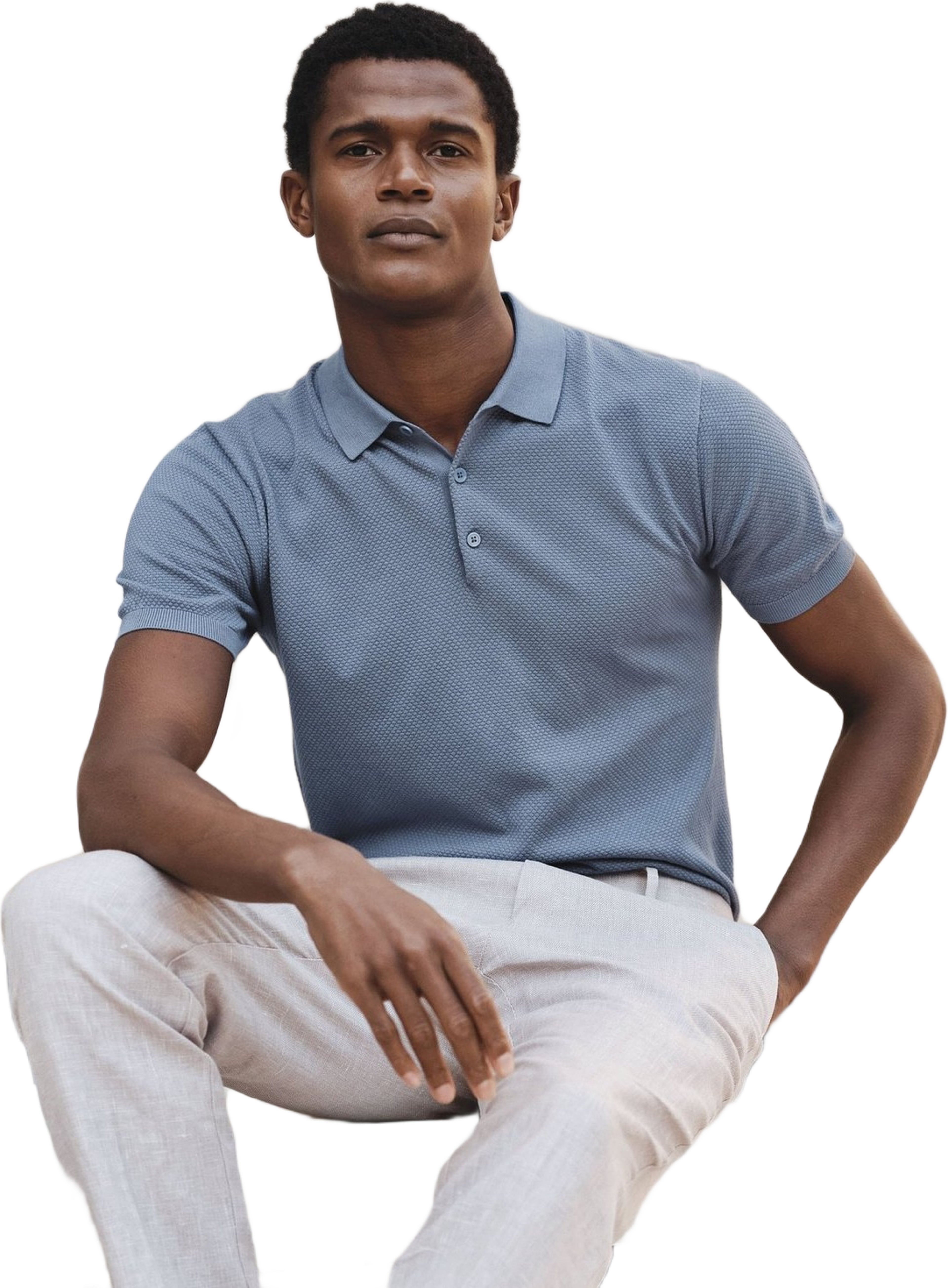 Cotton Texture Knitted Ss Polo Sweater (vincent)