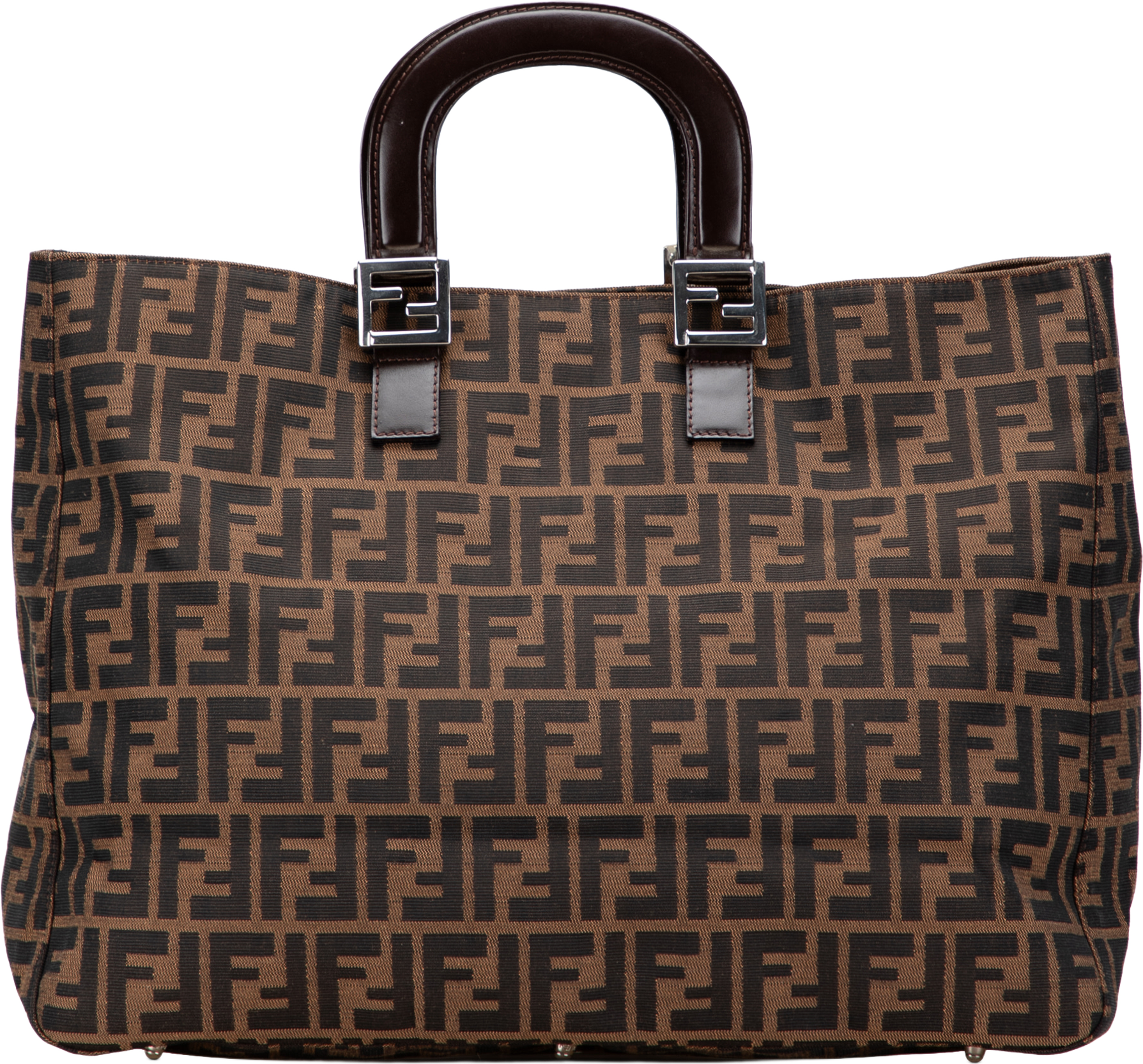 Fendi Large Zucca Canvas Twins Tote, från Luxclusif, i färgen brown. Klicka för att öppna bilden i stort format