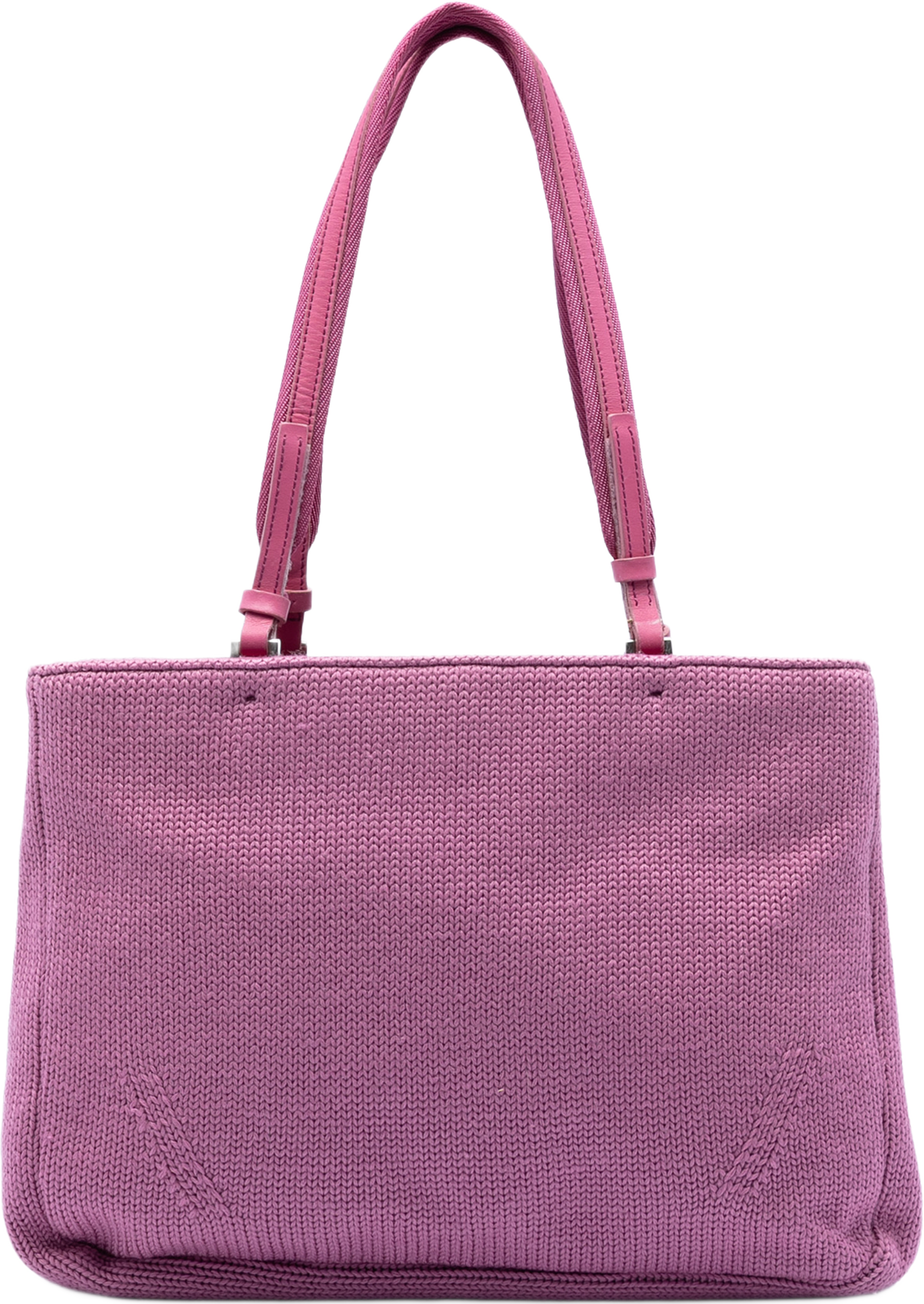 Prada Knitted Wool Tote, från Luxclusif, i färgen pink. Klicka för att öppna bilden i stort format