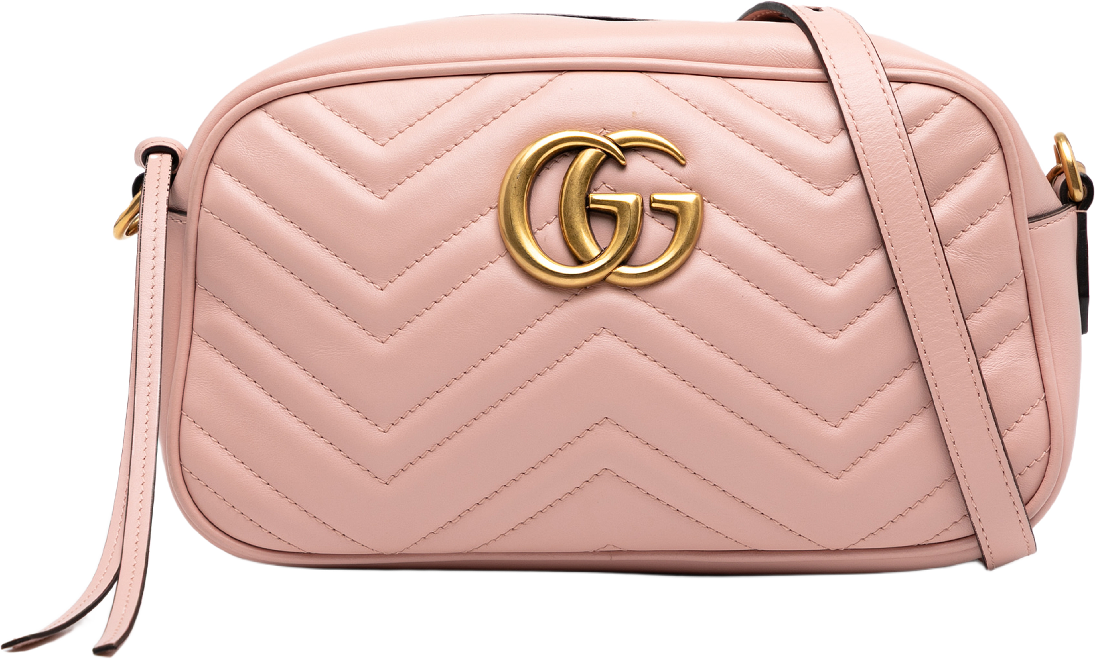 Gucci Small Gg Marmont Matelasse Leather Crossbody, från Luxclusif, i färgen pink. Klicka för att öppna bilden i stort format
