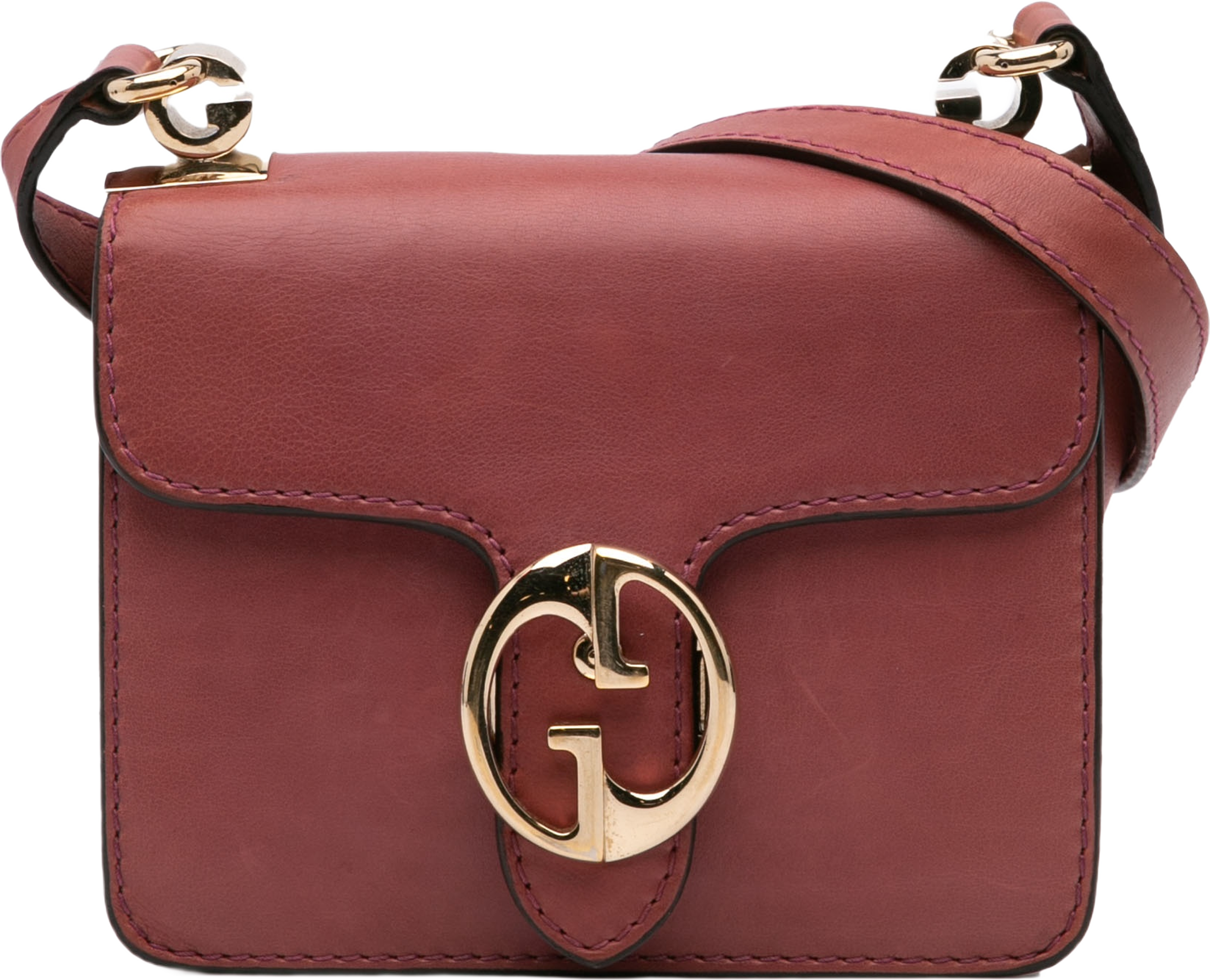 Gucci Small Leather 1973 Crossbody Bag, från Luxclusif, i färgen red.