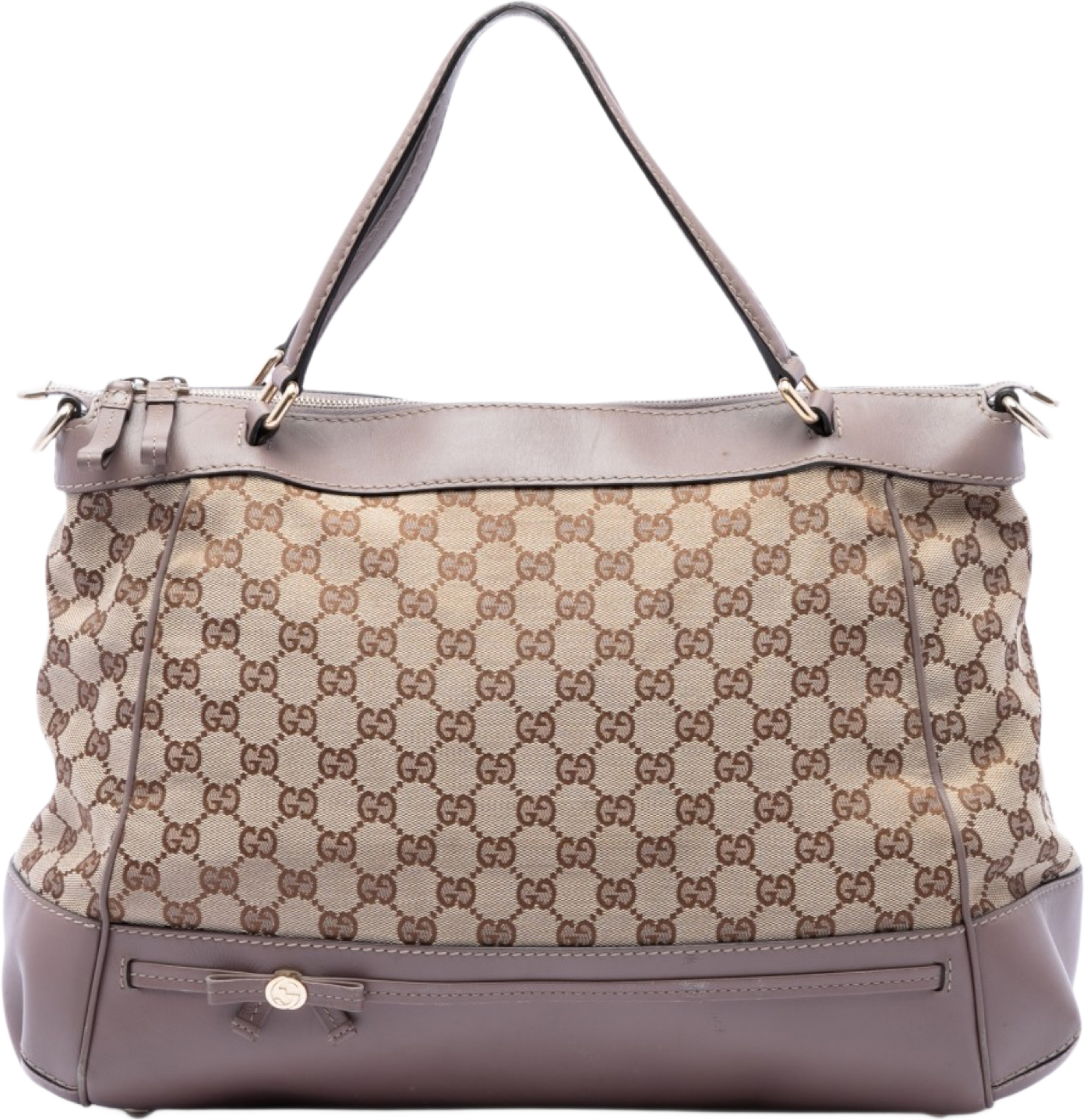 Gucci Gg Canvas Mayfair Satchel, från Luxclusif, i färgen beige. Klicka för att öppna bilden i stort format