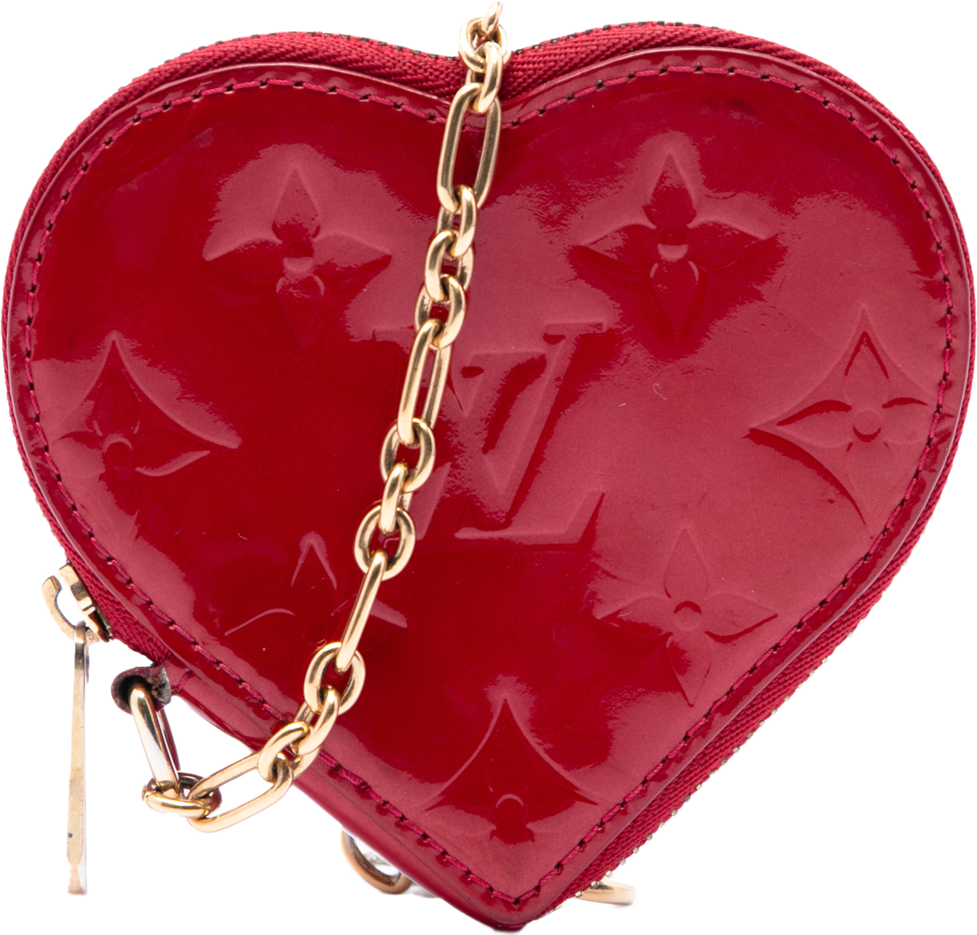 Louis Vuitton Monogram Vernis Heart Coin Purse, från Luxclusif, i färgen röd. Klicka för att öppna bilden i stort format