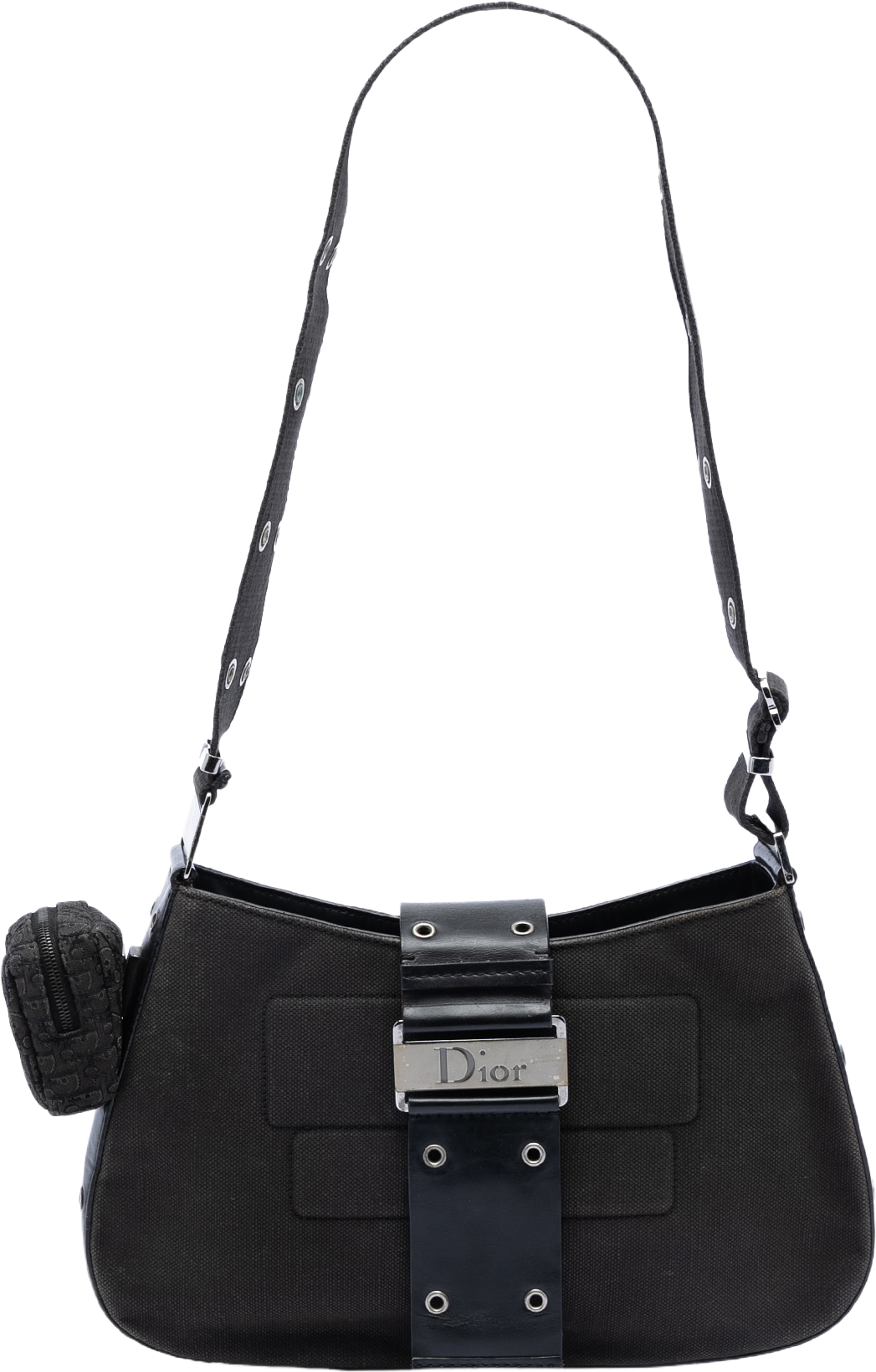 Dior Canvas Street Chic Columbus Shoulder Bag, från Luxclusif, i färgen black. Klicka för att öppna bilden i stort format