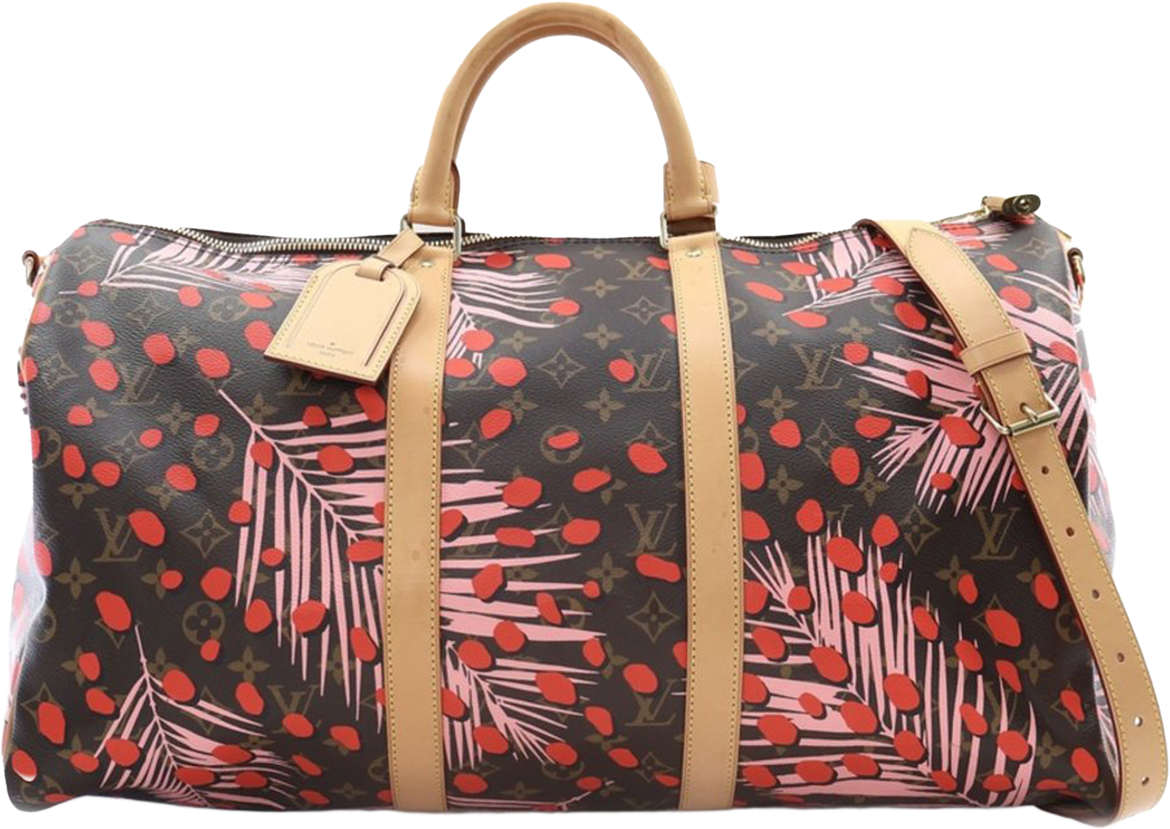 Louis Vuitton Monogram Jungle Dots Keepall Bandouliere 50, från Luxclusif, i färgen brown. Klicka för att öppna bilden i stort format