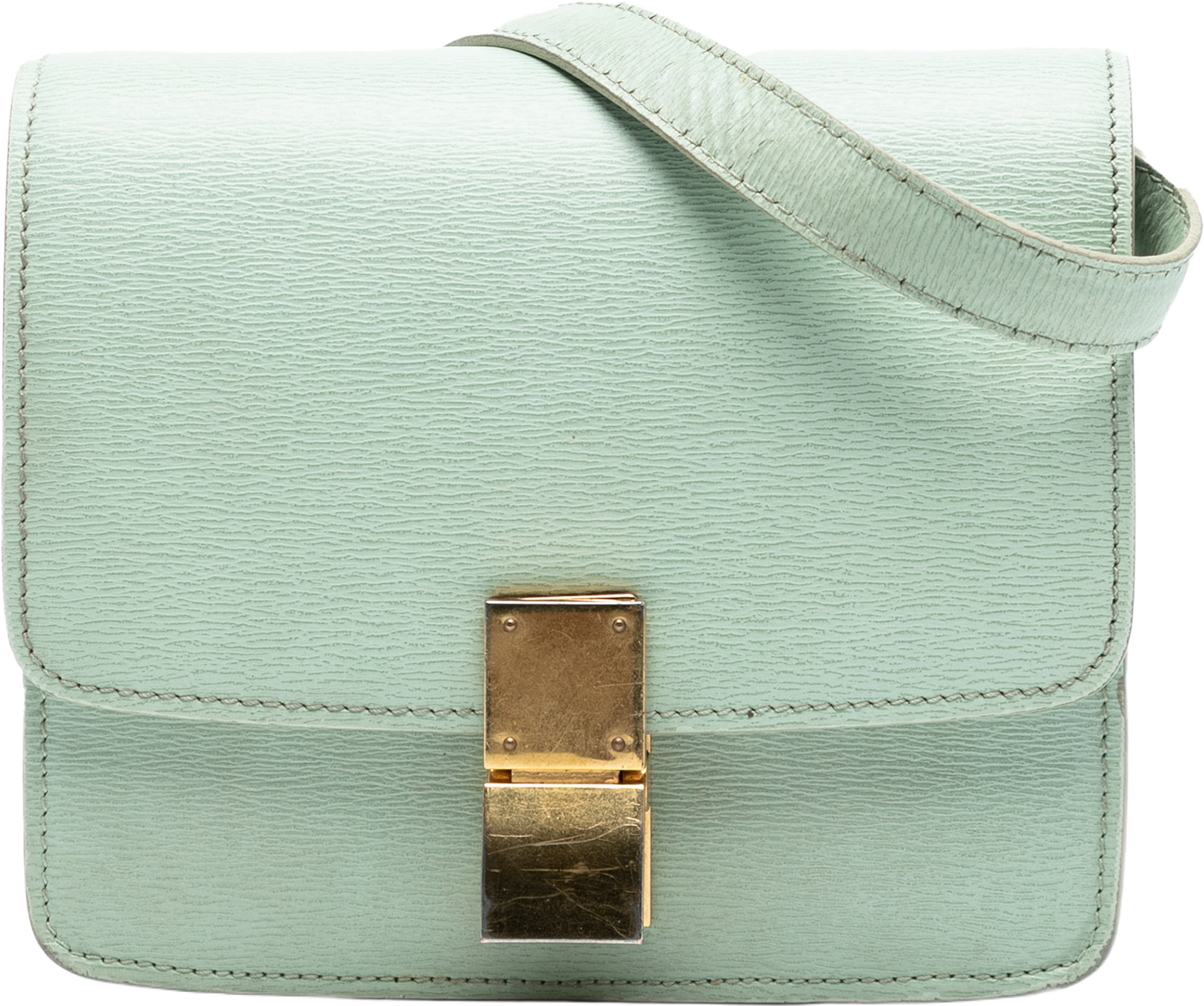 Celine Small Calfskin Classic Box, från Luxclusif, i färgen mint. Klicka för att öppna bilden i stort format