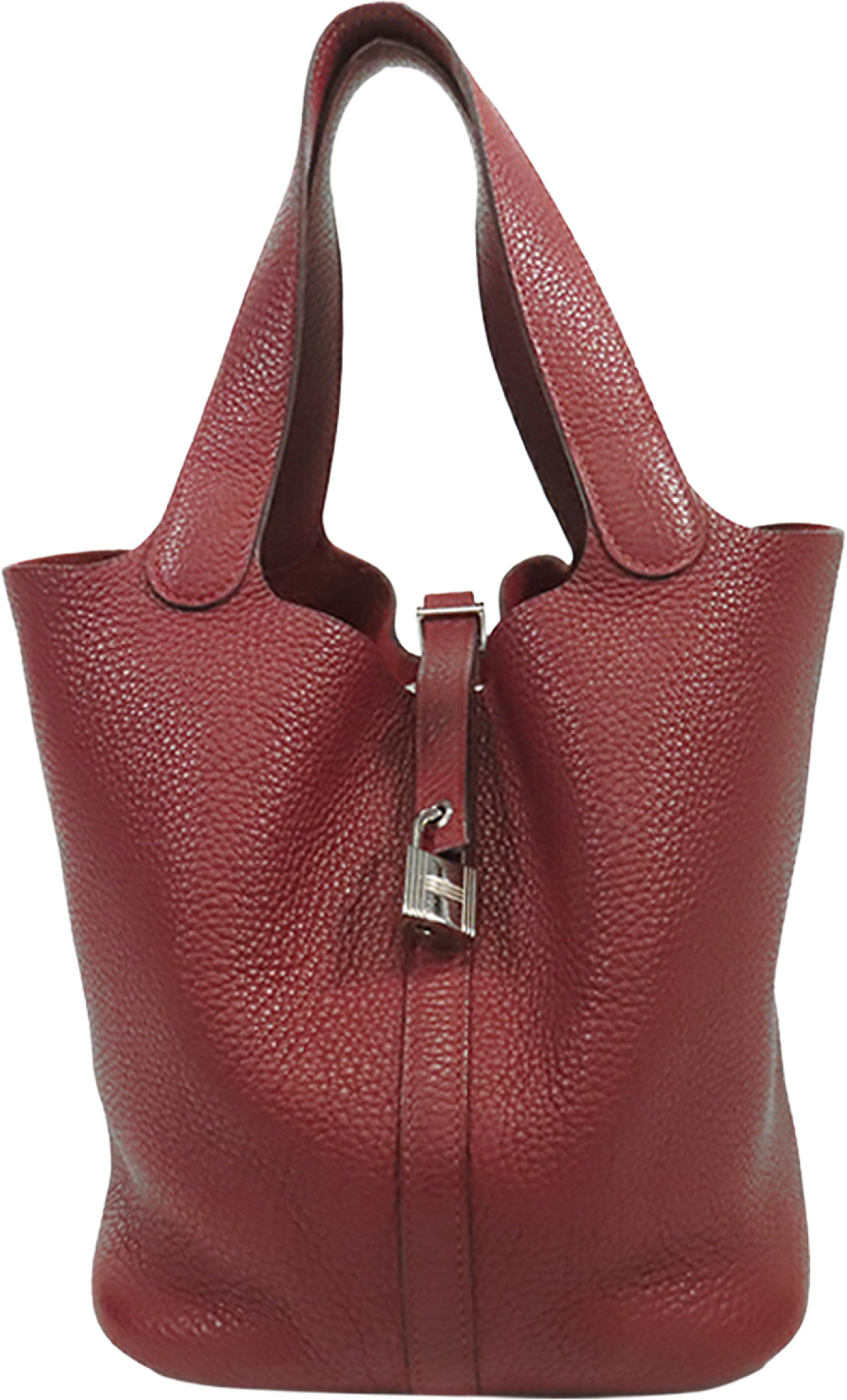 Hermès Clemence Picotin Lock 22, från Luxclusif, i färgen dark red. Klicka för att öppna bilden i stort format