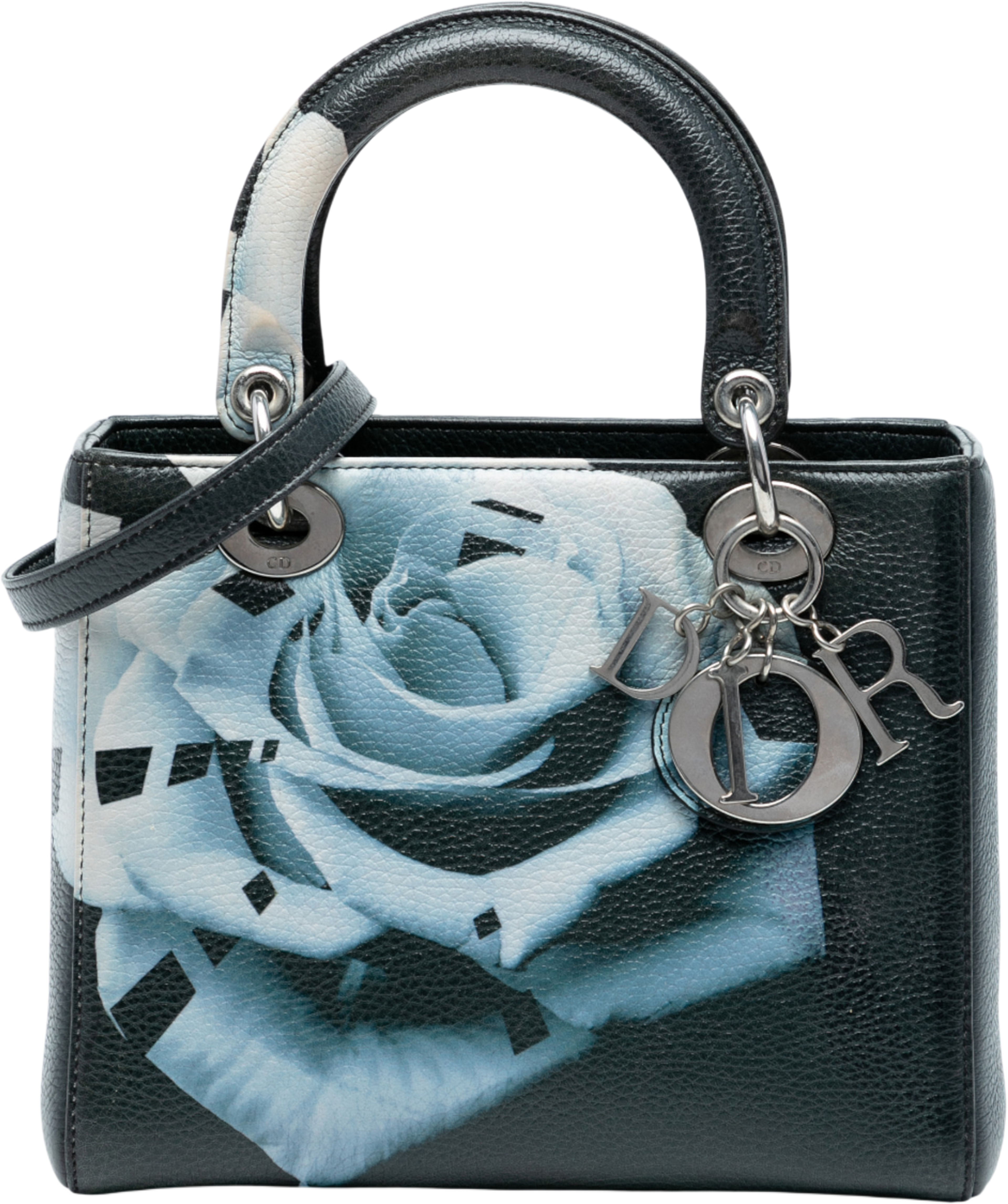 Dior Medium Deerskin Floral Print Lady Dior, från Luxclusif, i färgen dark green. Klicka för att öppna bilden i stort format