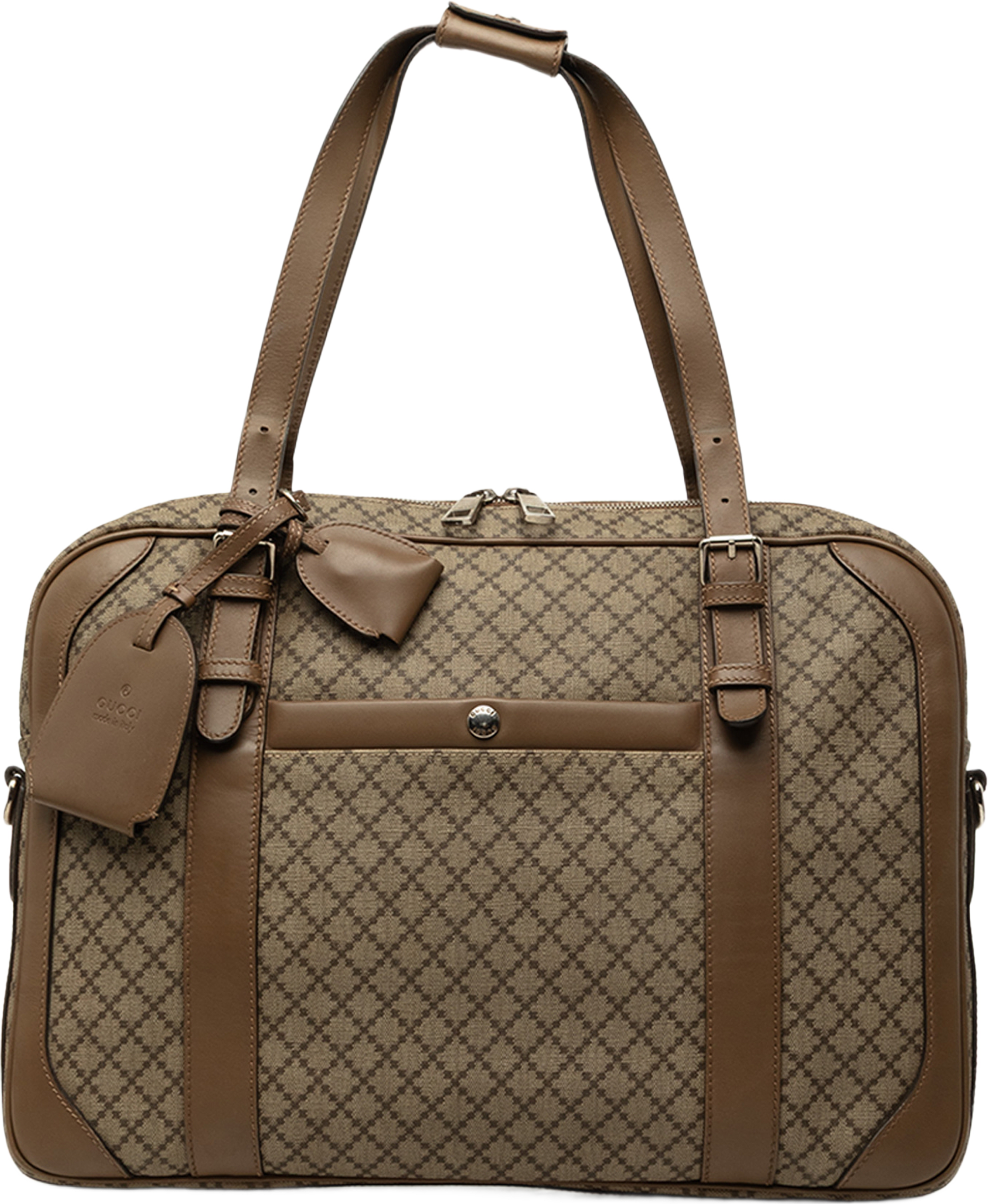 Gucci Diamante Coated Canvas Business Bag, från Luxclusif, i färgen beige. Klicka för att öppna bilden i stort format