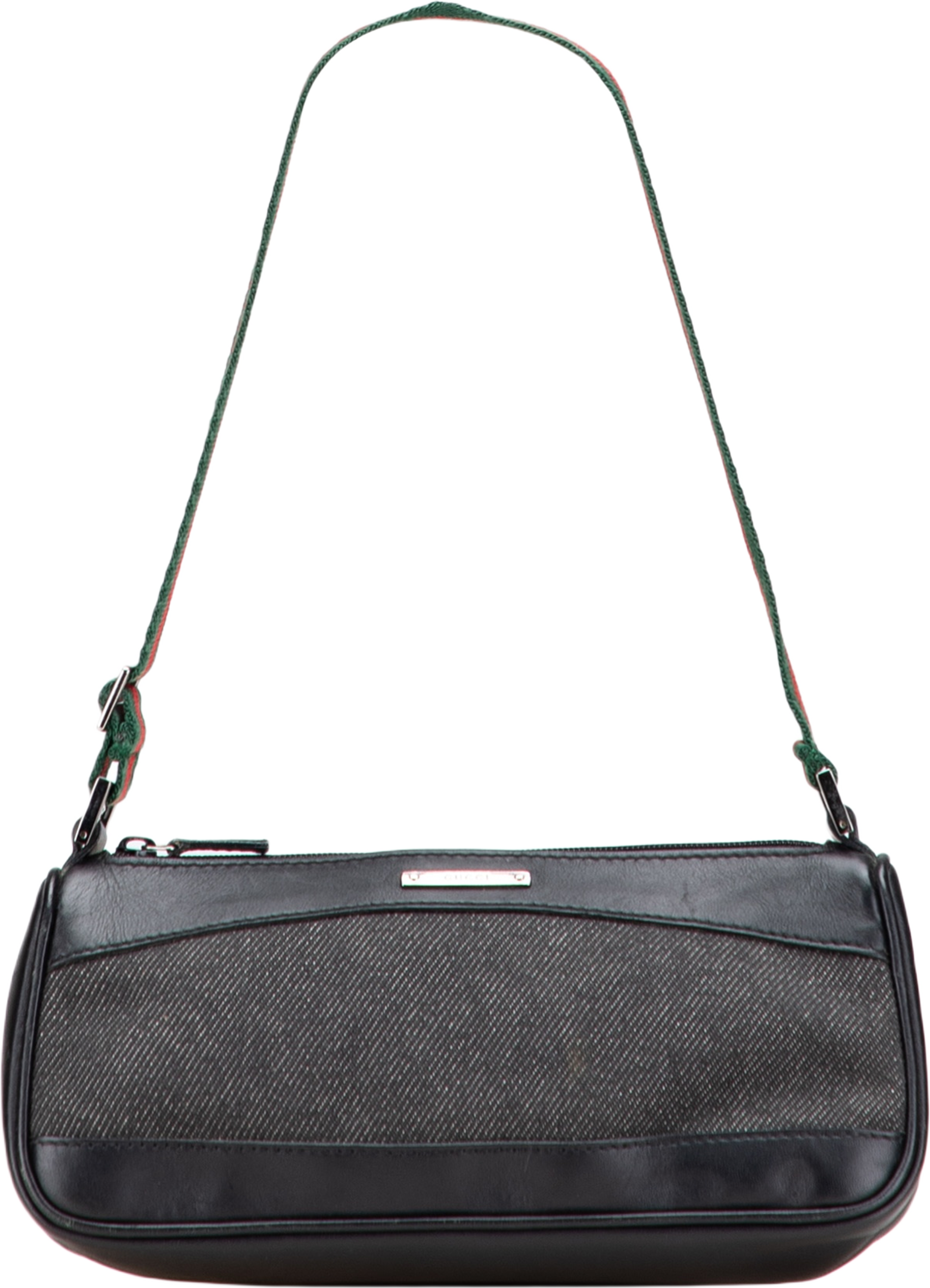 Gucci Denim Web Shoulder Bag, från Luxclusif, i färgen black.