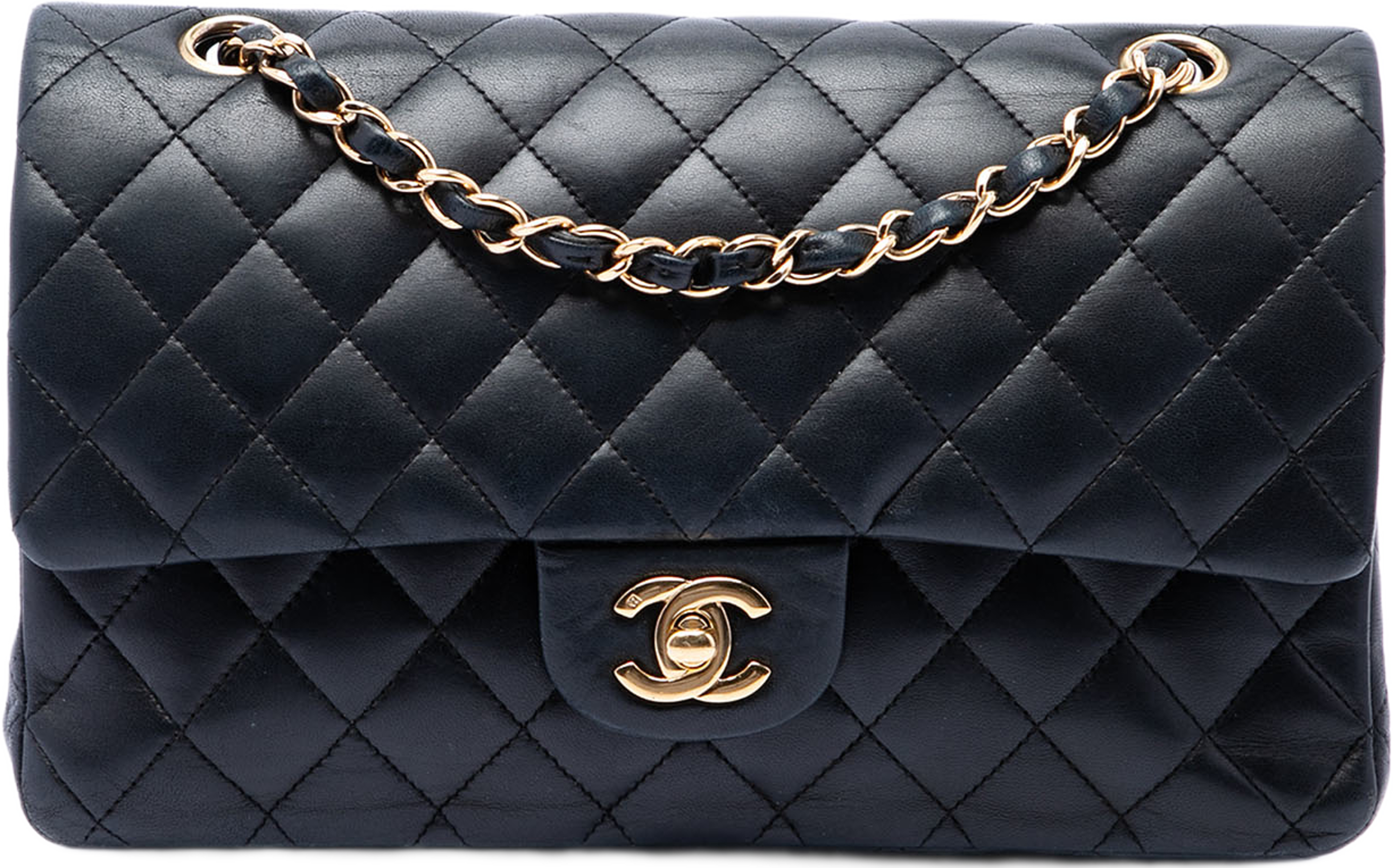 Chanel Medium Classic Lambskin Double Flap, från Luxclusif, i färgen svart. Klicka för att öppna bilden i stort format