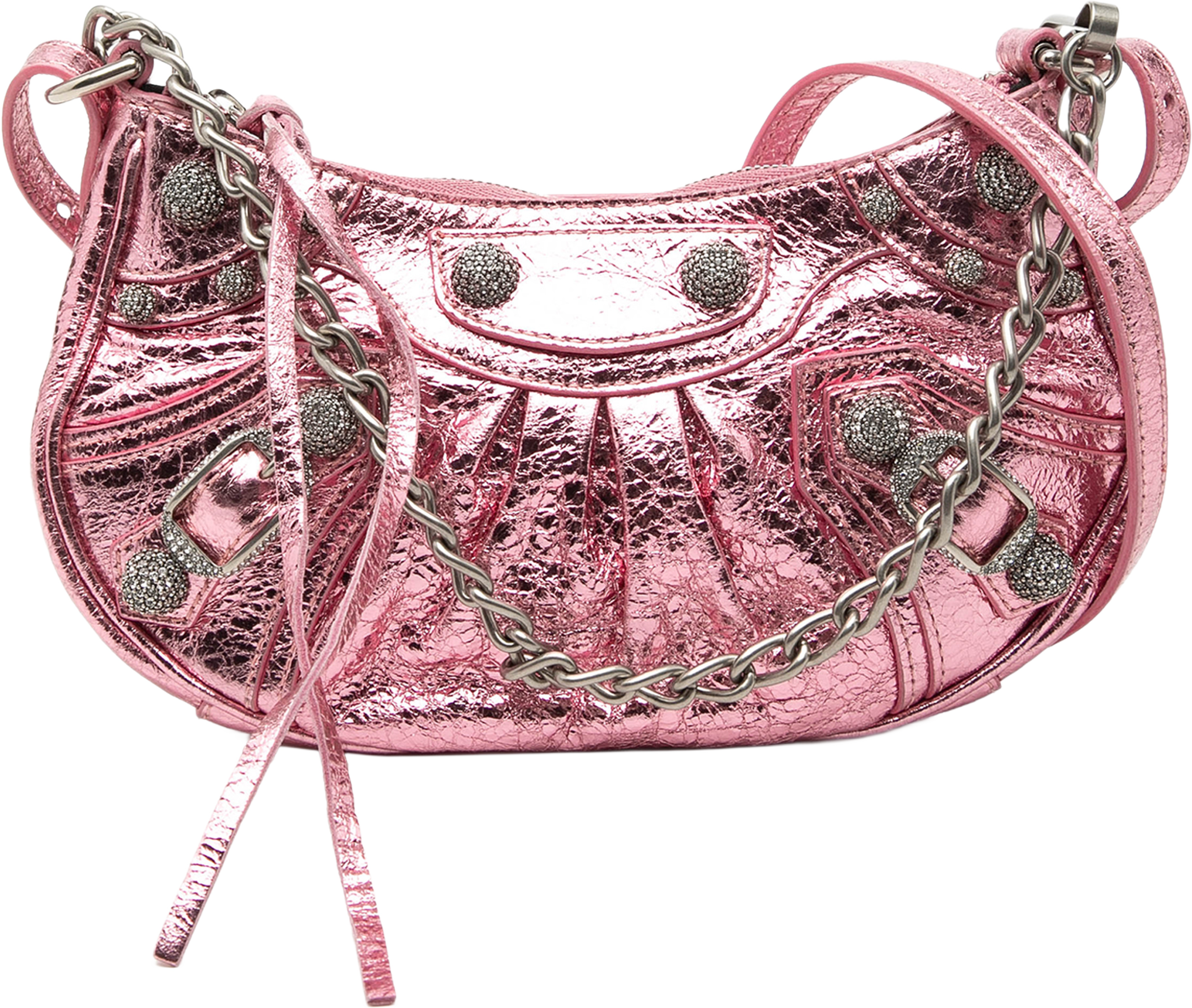 Balenciaga Metallic Lambskin Motocross Le Cagole Xs, från Luxclusif, i färgen pink. Klicka för att öppna bilden i stort format