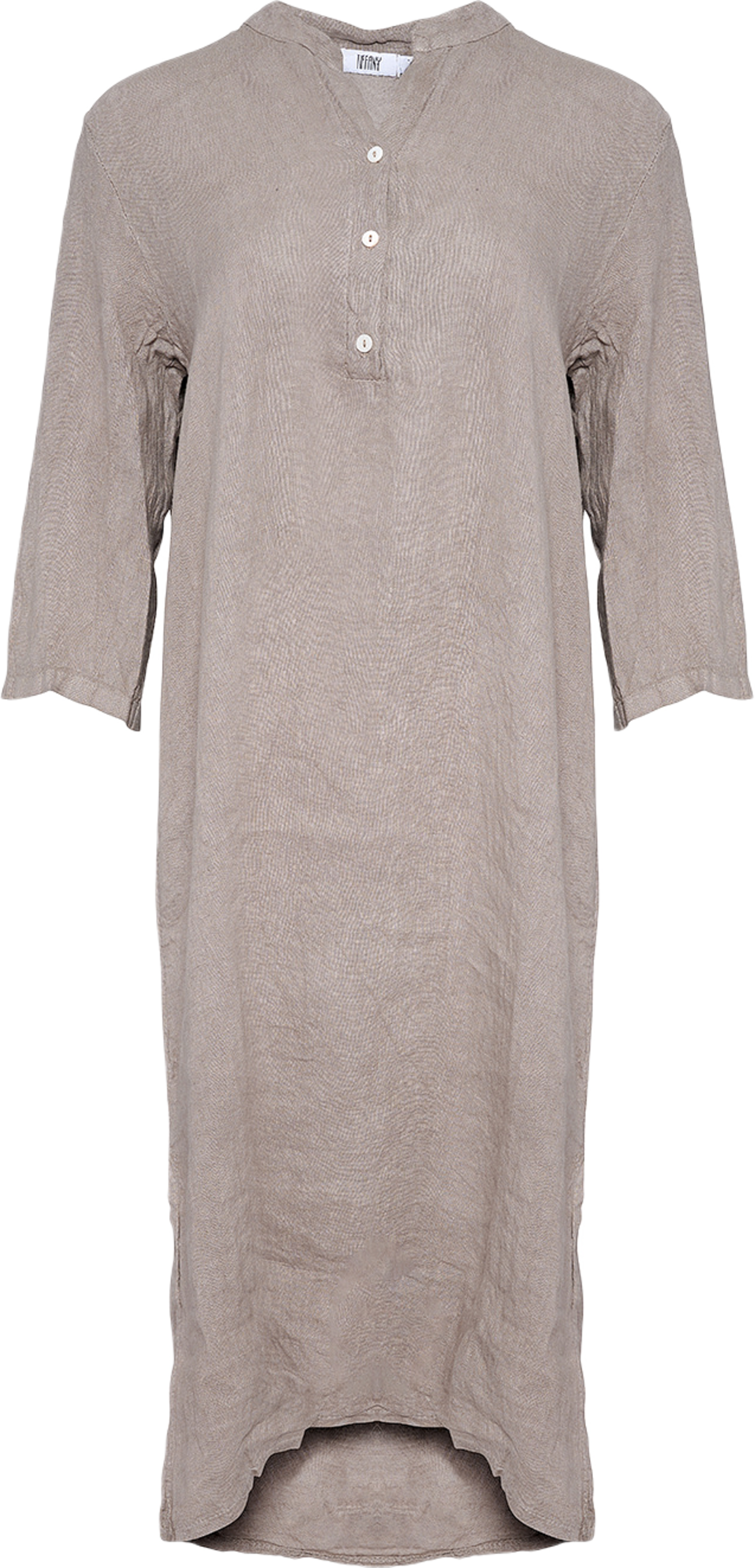 18970p,  Long Shirt Dress With Pocket, Linen - Nougat
