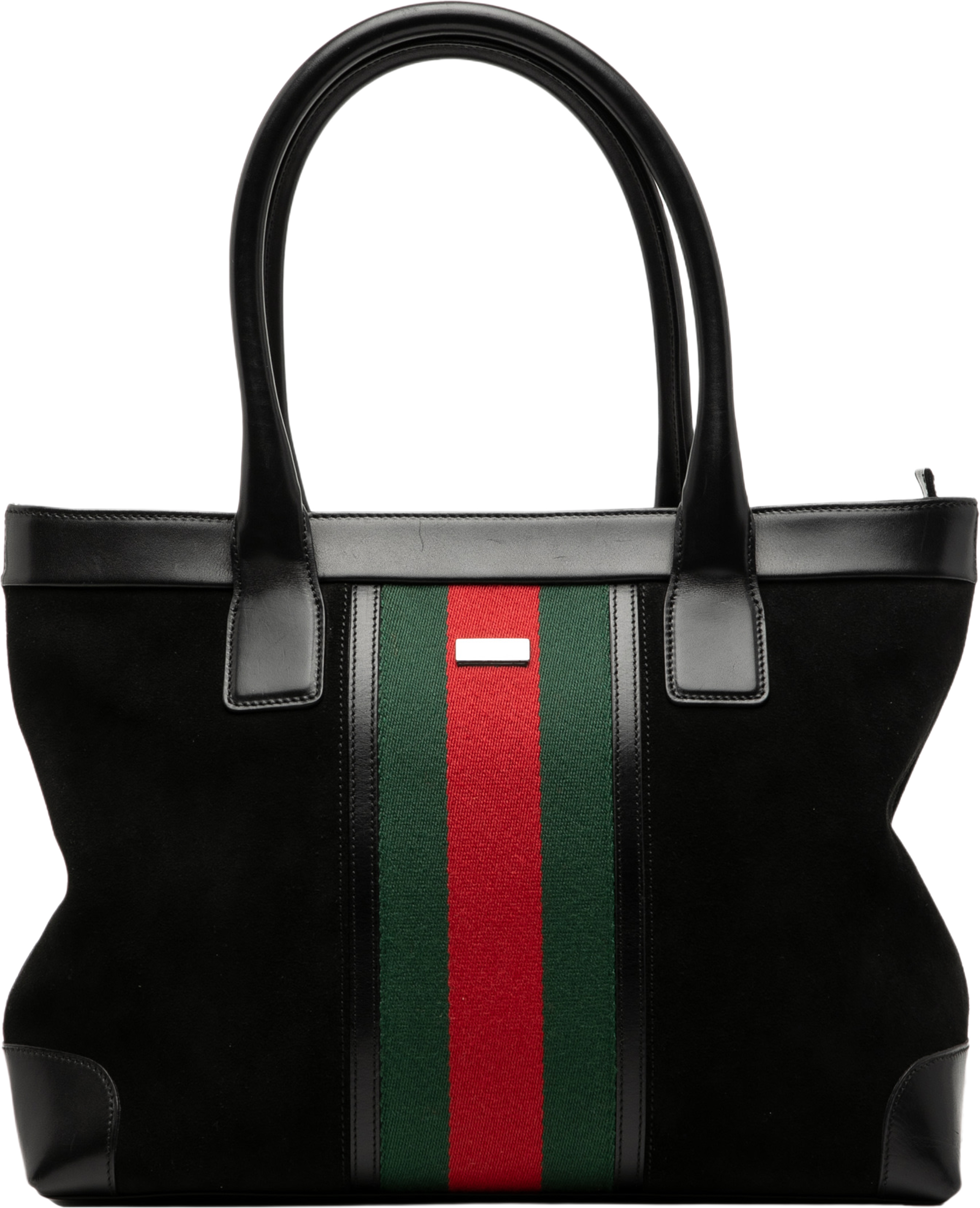 Gucci Suede Web Tote, från Luxclusif, i färgen black. Klicka för att öppna bilden i stort format