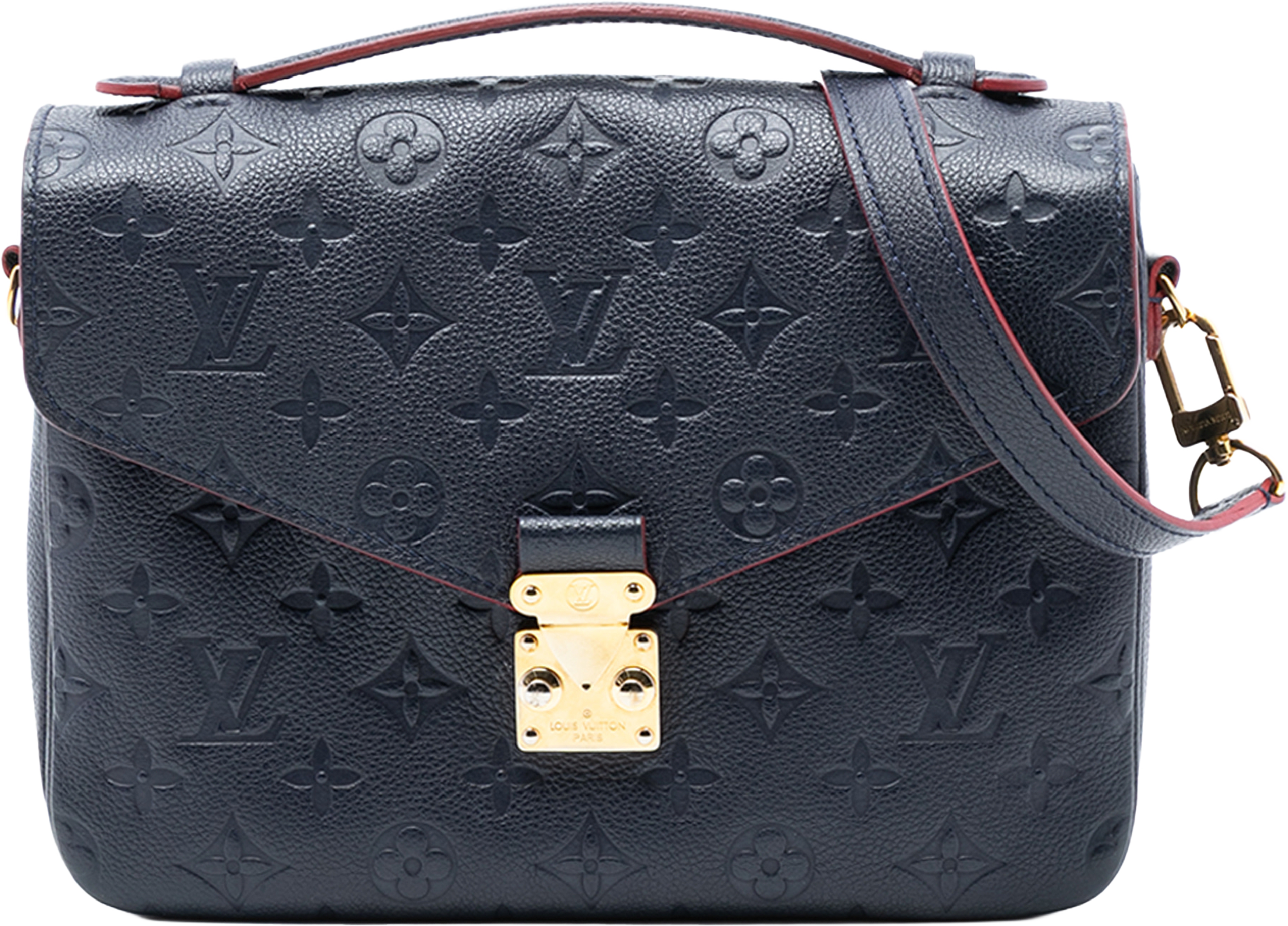 Louis Vuitton Monogram Empreinte Pochette Metis, från Luxclusif, i färgen navy. Klicka för att öppna bilden i stort format