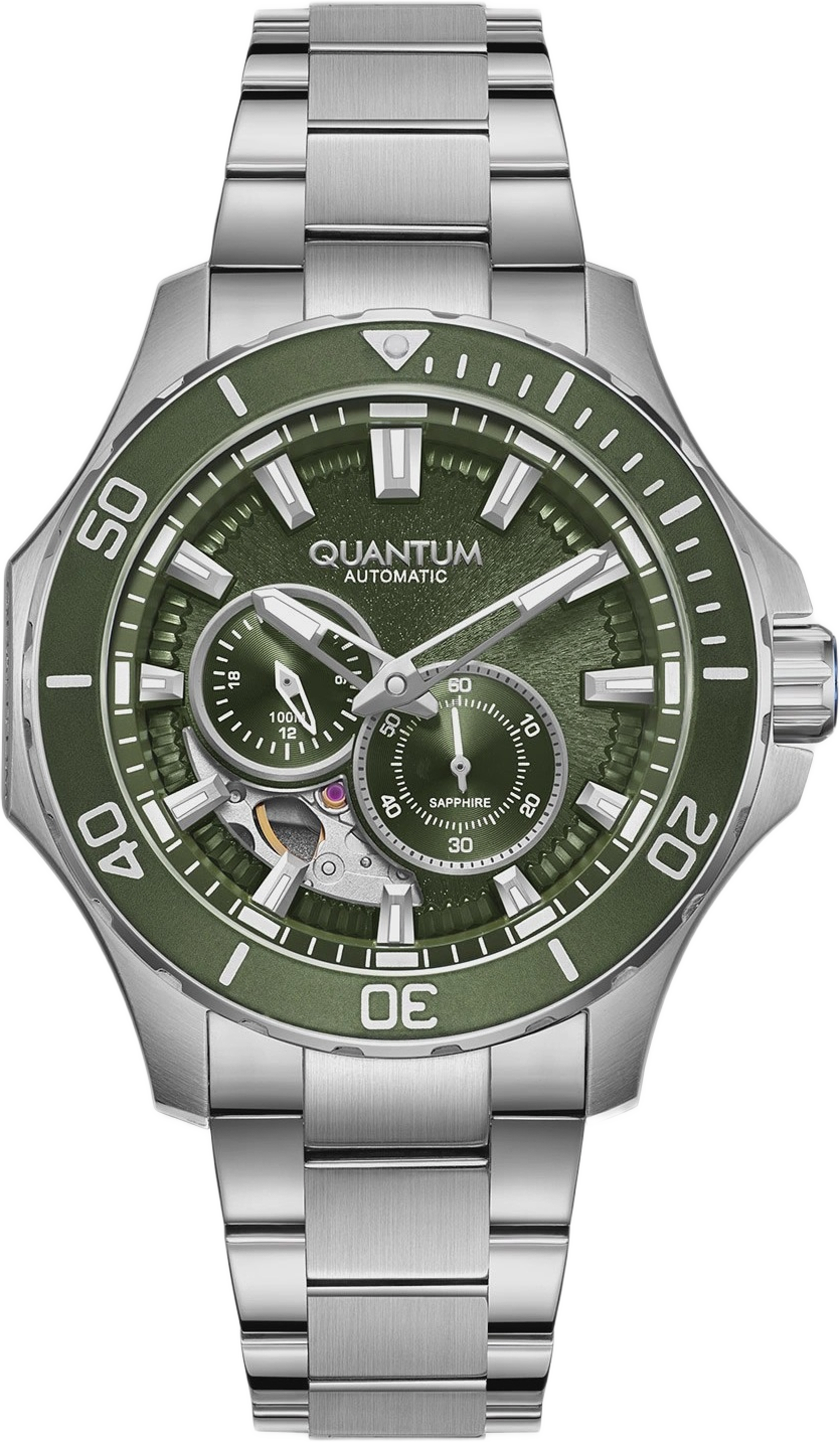 Quantum Automatic Herr Grön/stål, Metallband - Qmg1188.370, från Quantum, i färgen 1. Klicka för att öppna bilden i stort format
