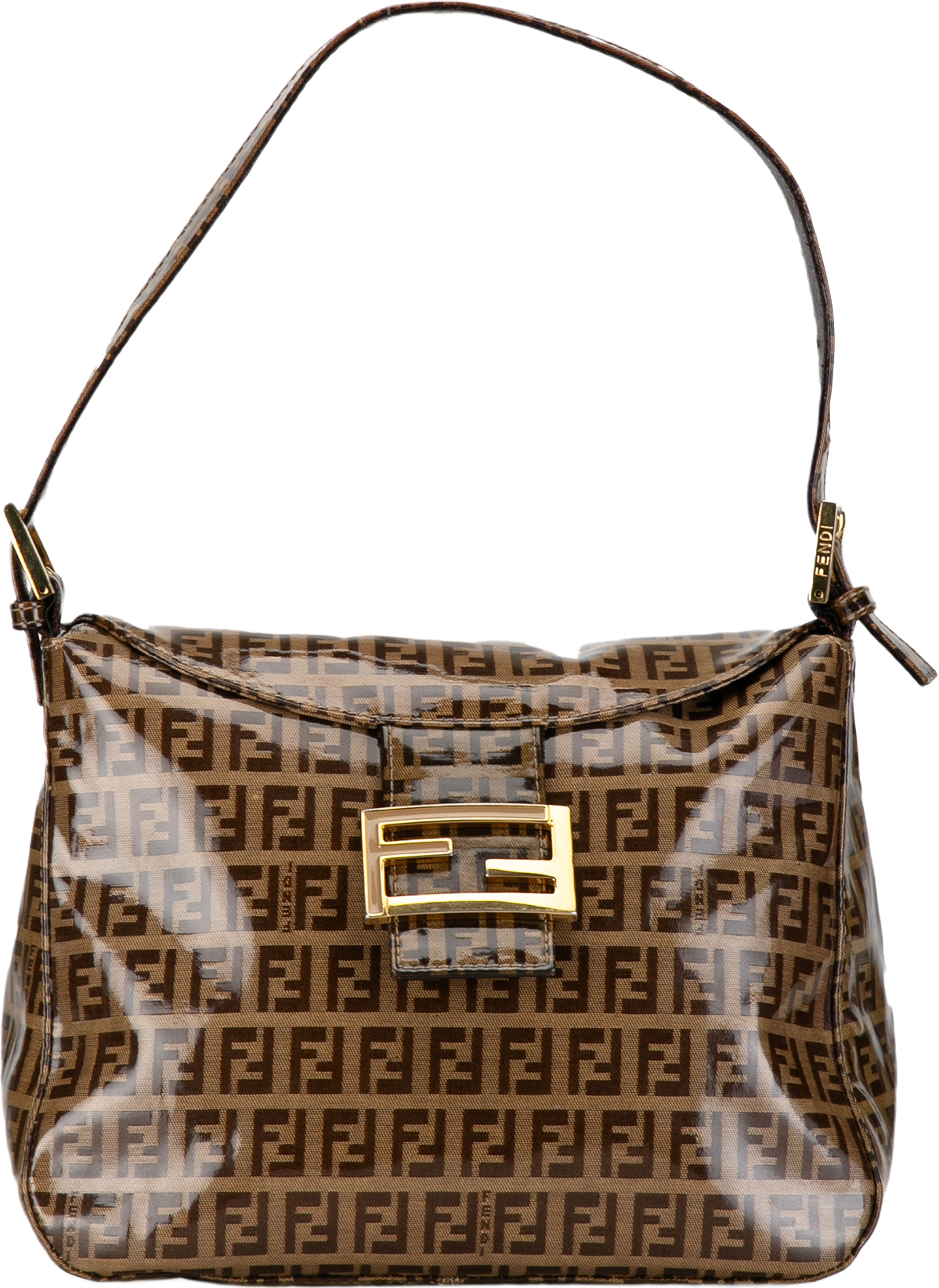 Fendi Zucchino Crystal Double Flap Shoulder Bag