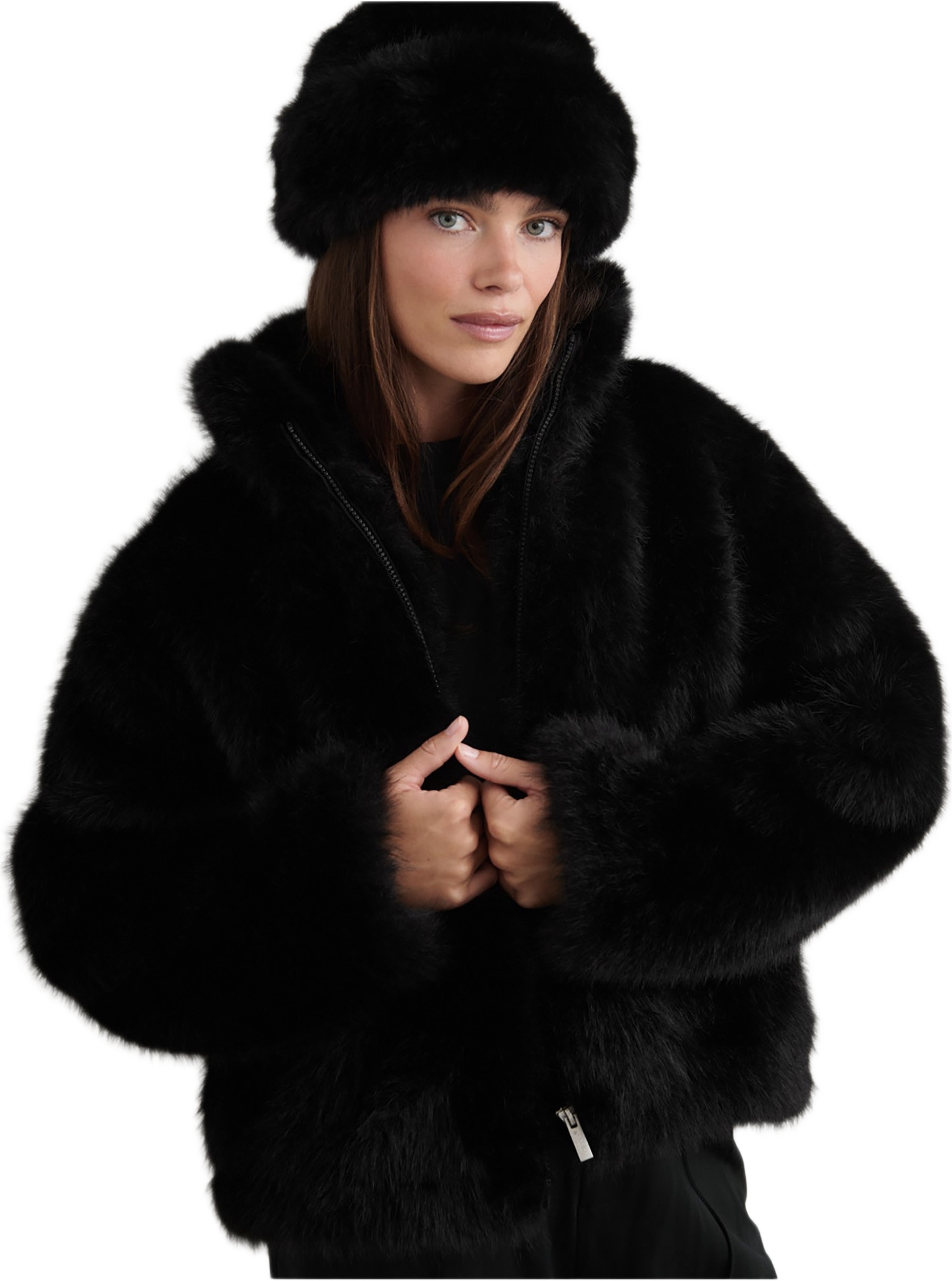 Faux Fur Jacket, från aim'n, i färgen black. Klicka för att öppna bilden i stort format